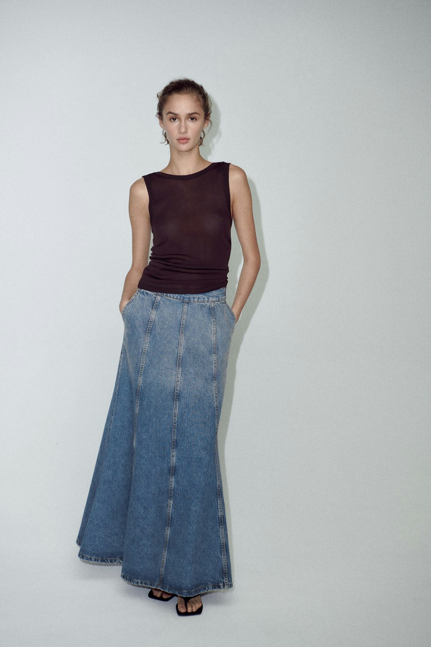 The Denim Maxi Skirt Is Back Once Again