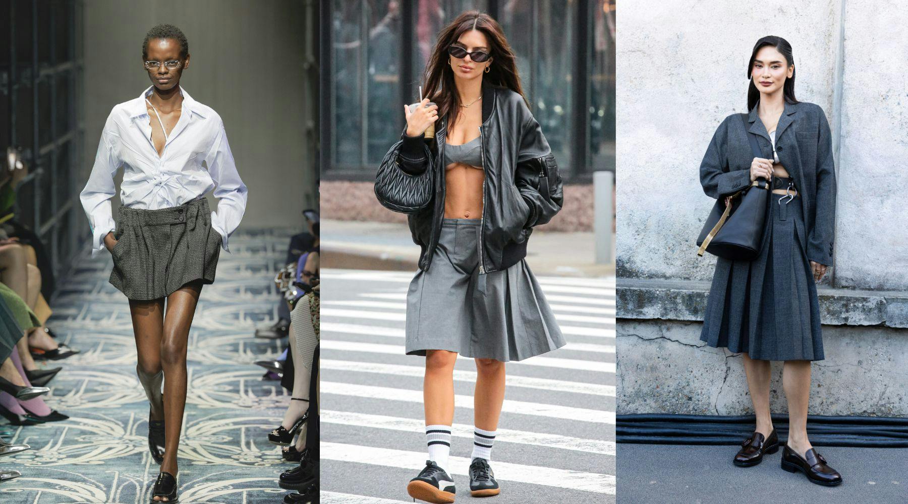 Grey Pleated Skirts Are Going To Be Big News For Autumn 2025