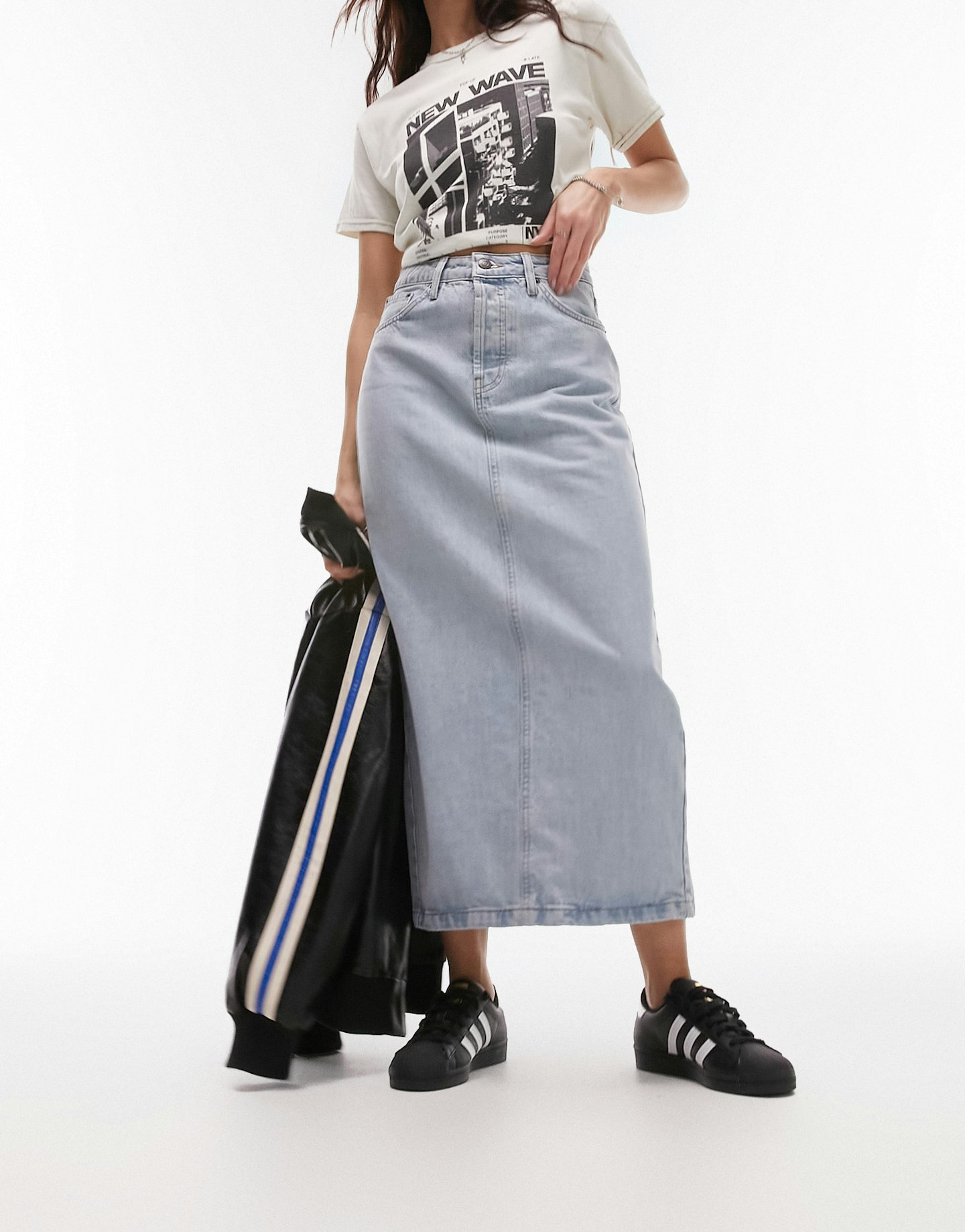 Topshop, Denim Midi Skirt