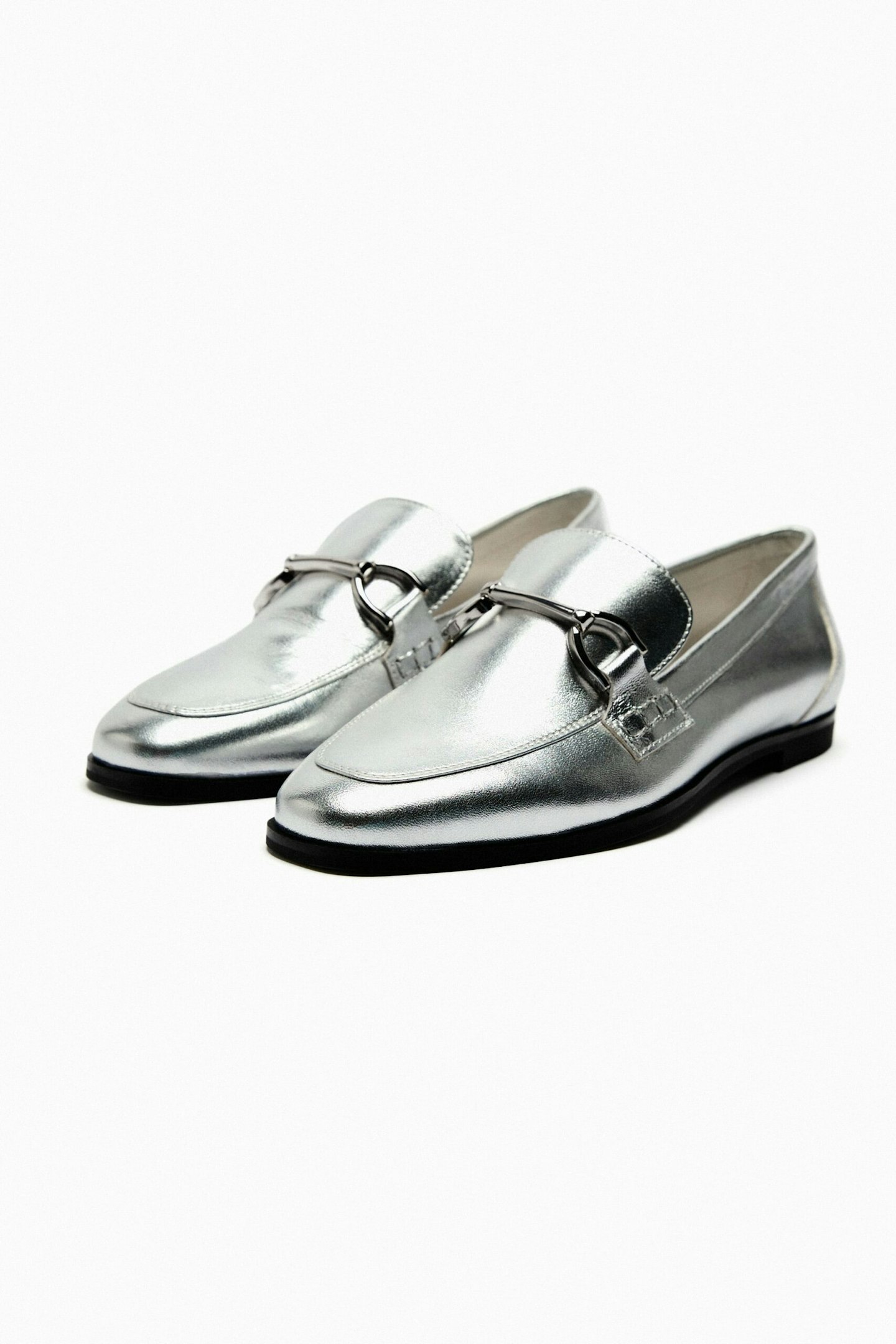 Zara, Metallic Soft Leather Loafers