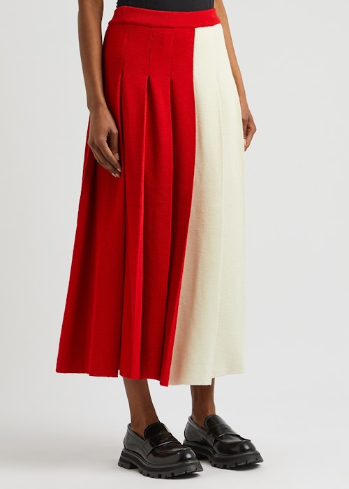 Gucci, Colour-Blocked Pleated Wool Skirt