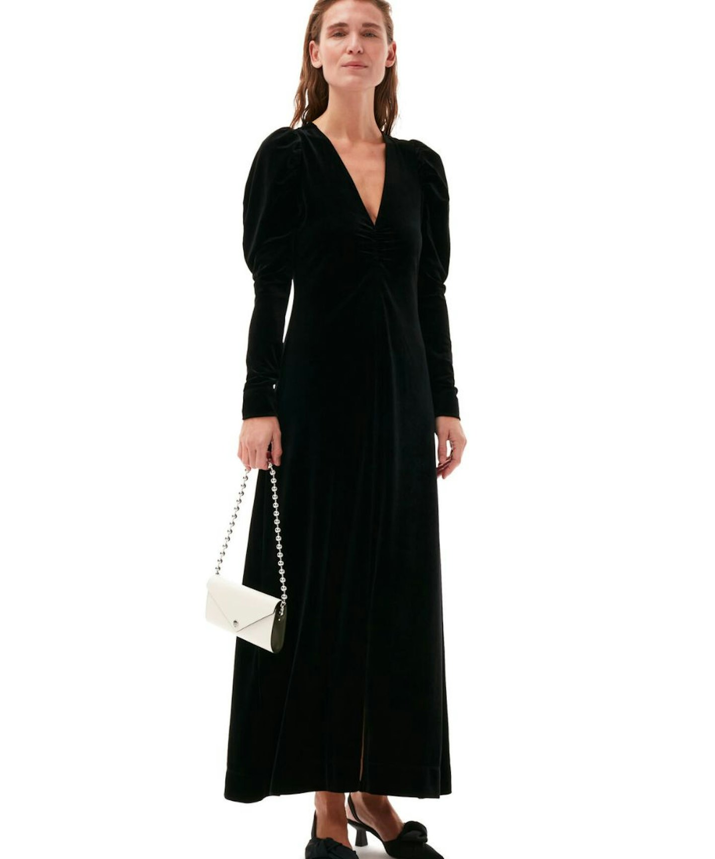 Ganni, Long Velvet Dress