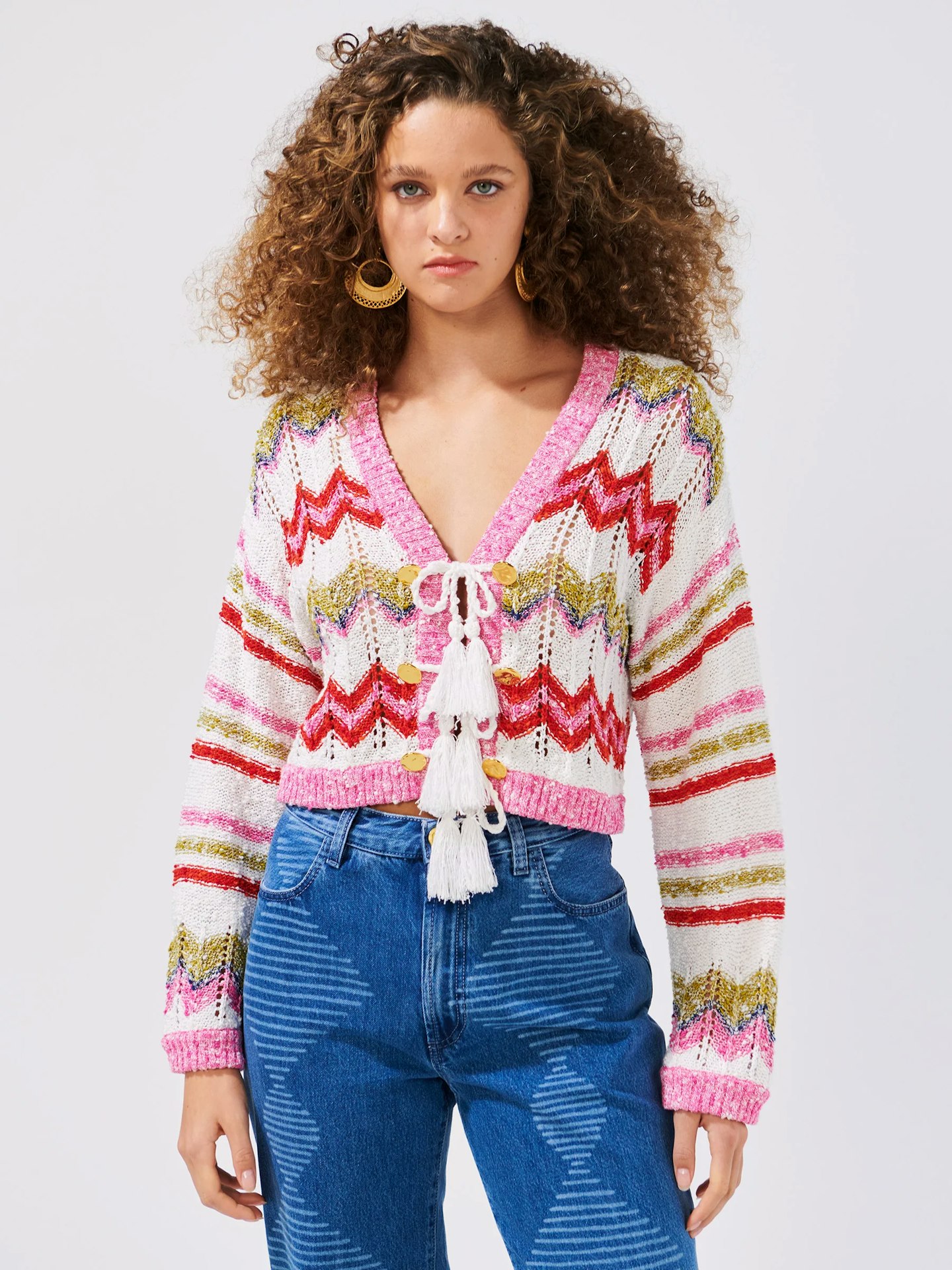 Zig Zag Bouclé Cardigan 