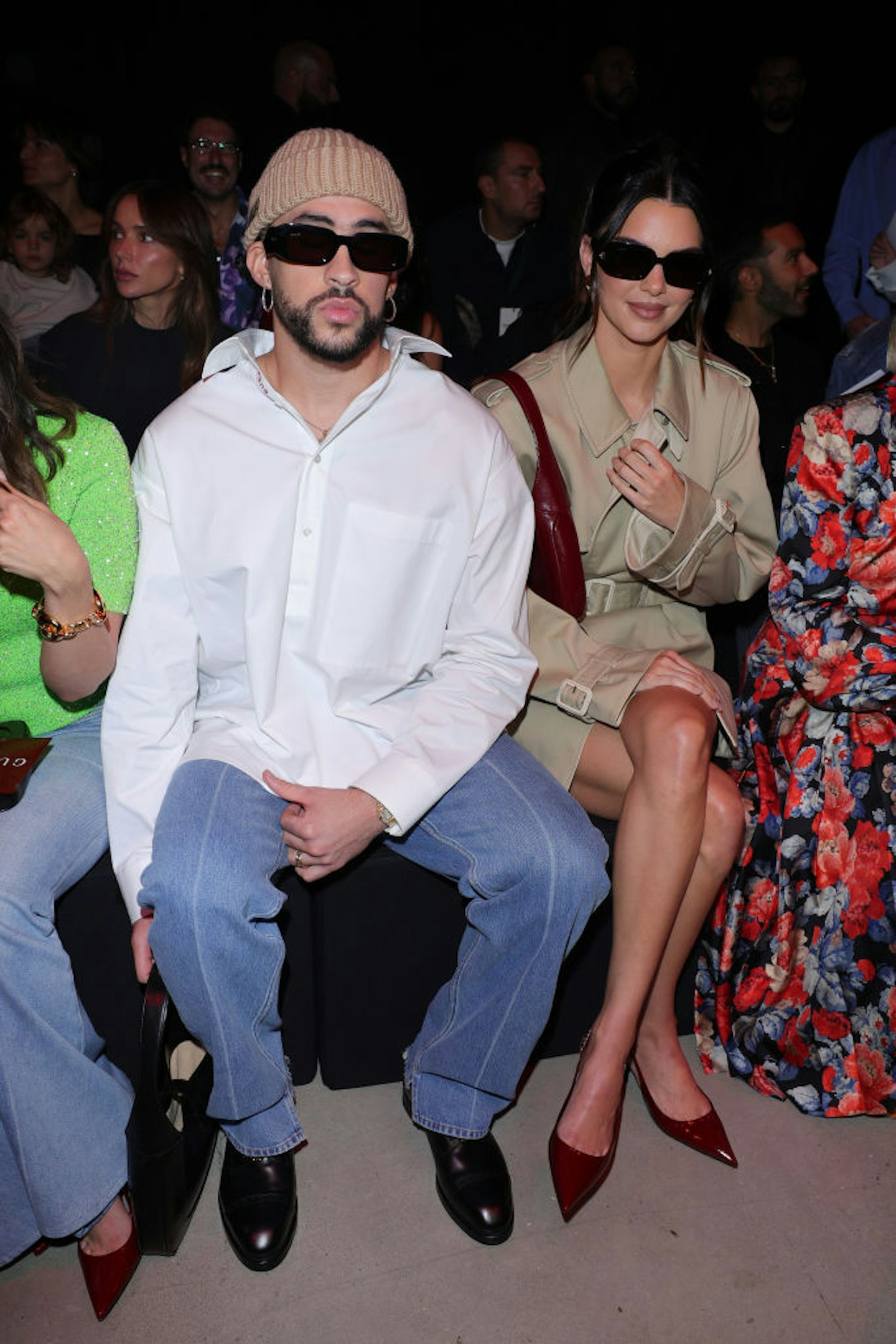 Kendall Jenner and Bad Bunny front row at Gucci Ancora during Milan Fashion Week Spring/Summer 2024