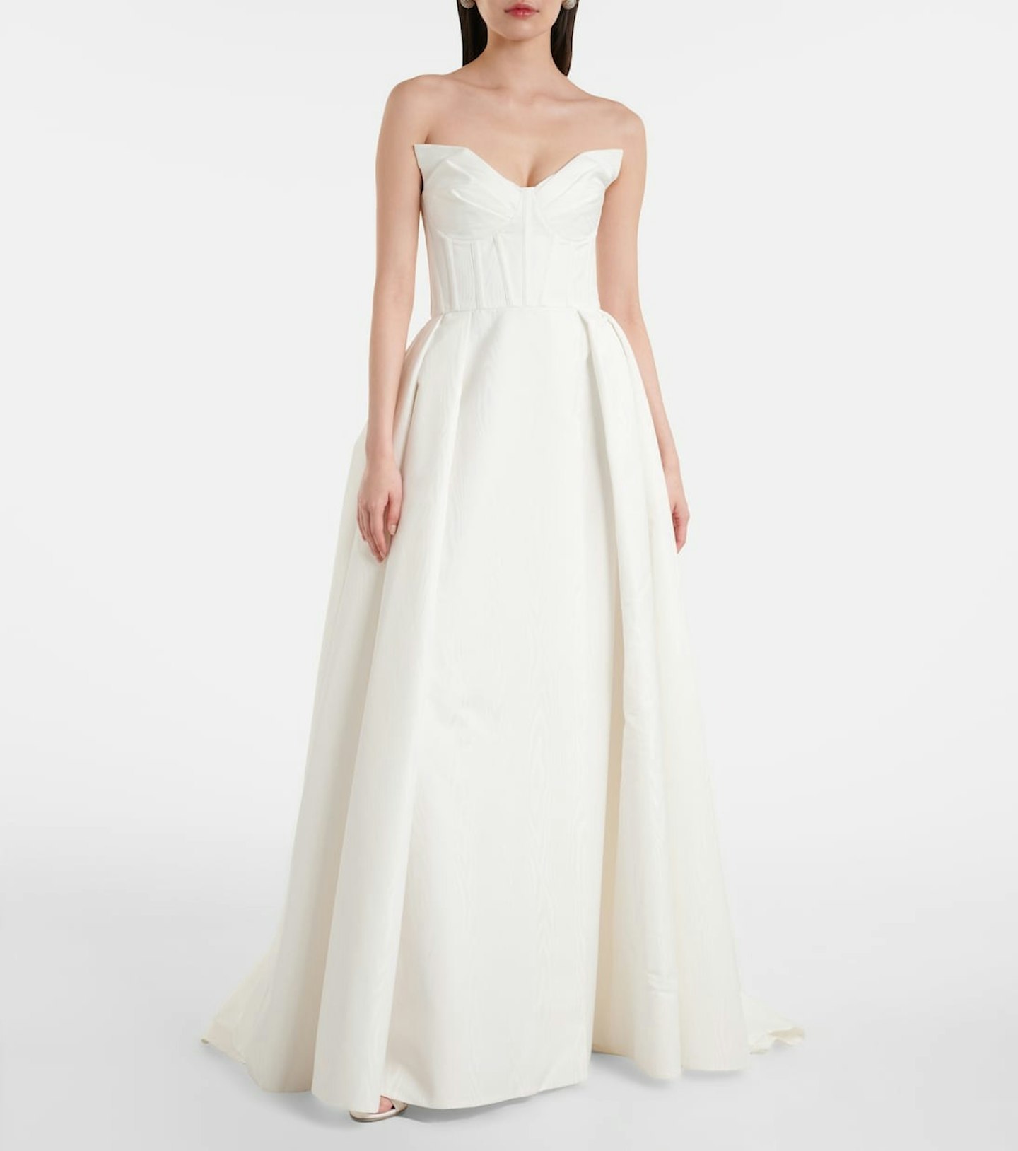 bridesmaid dress beach Lace Overlay Bodice Maxi Wedding Dress in White main image 0