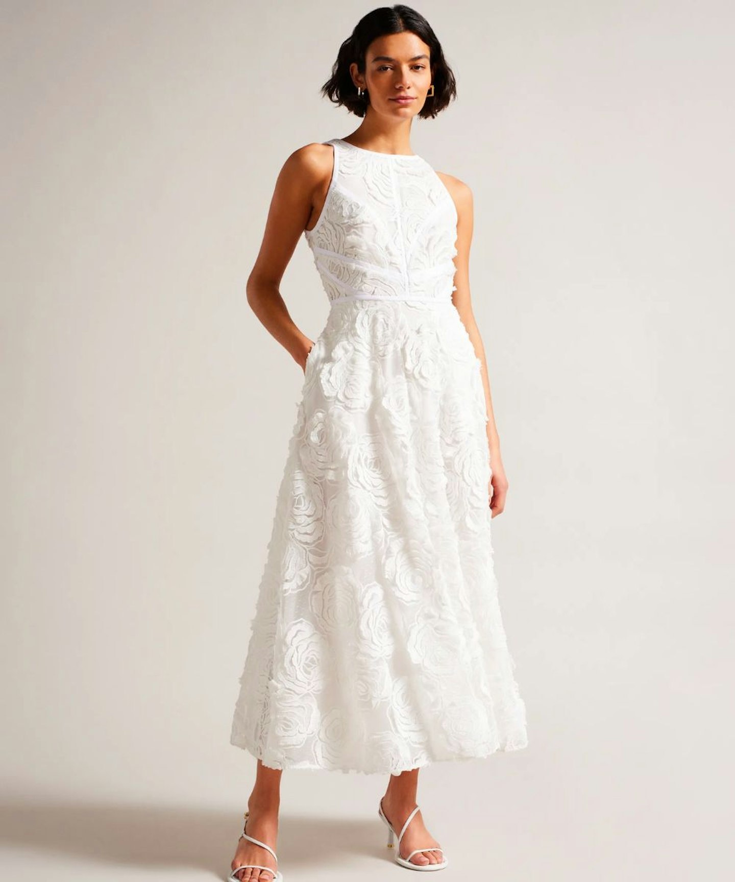 Ted Baker Ullaa Sleeveless Midaxi Dress With Rose Texture