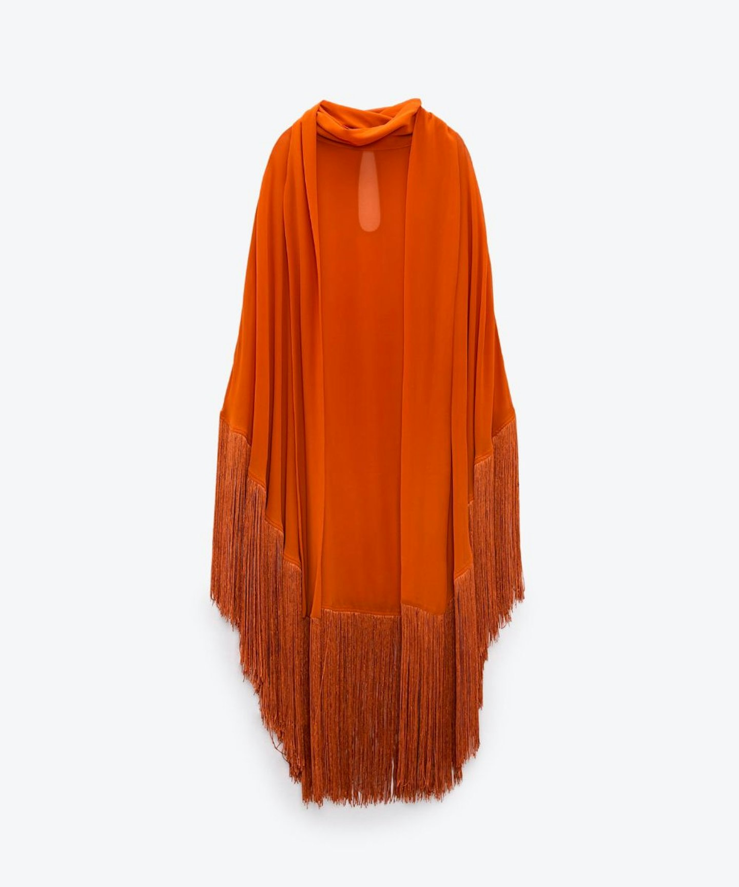 Zara Chiffon Cape With Fringing