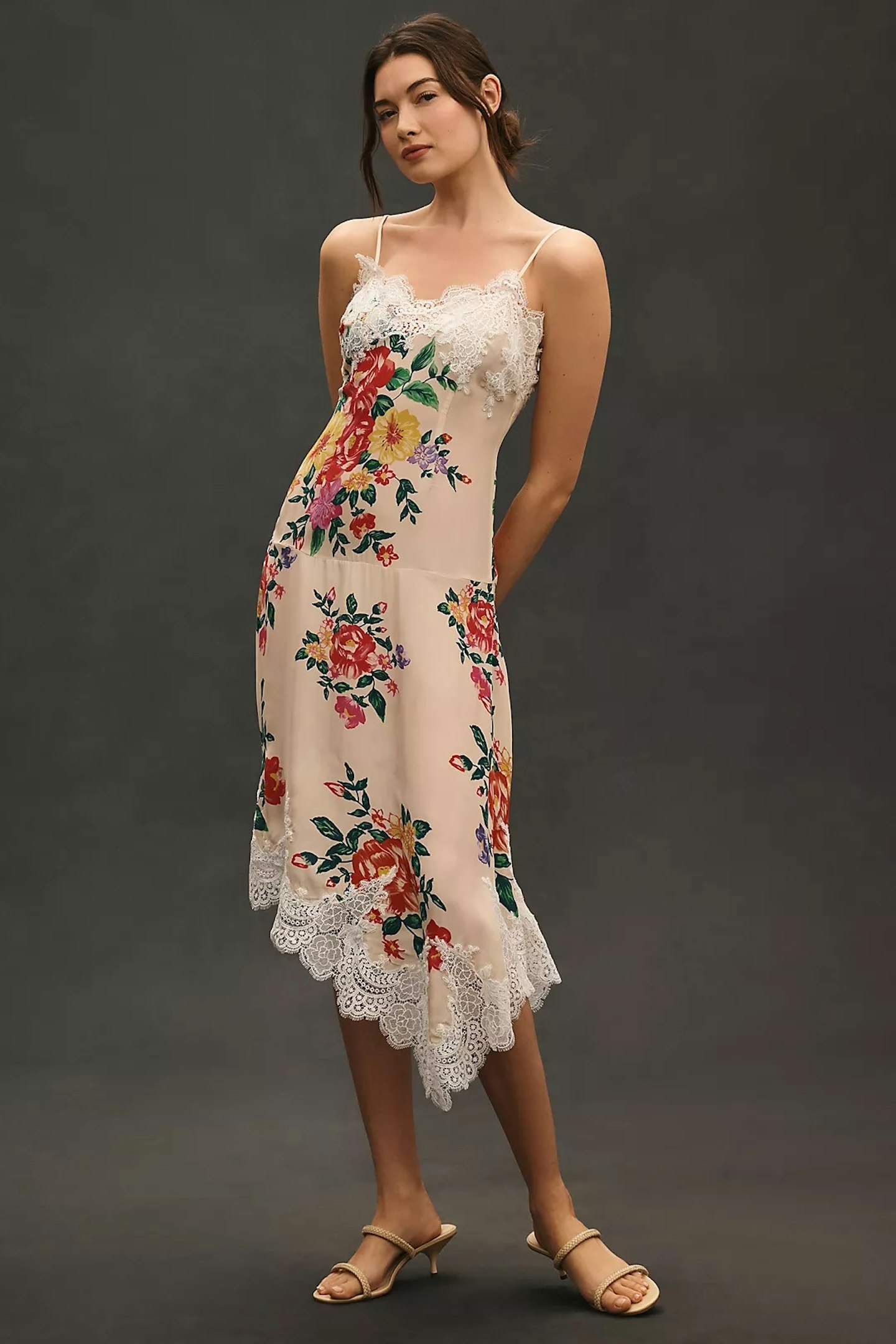Anthropologie, Sleeveless Lace Slip Midi Dress