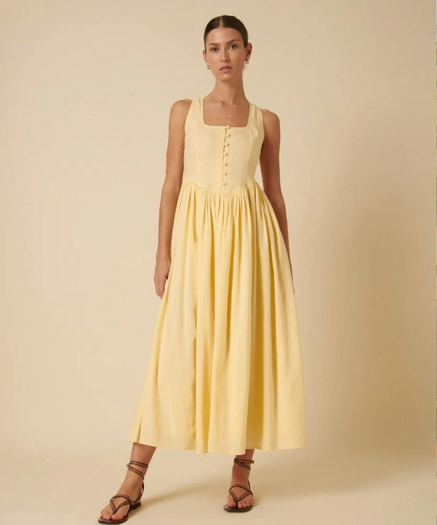 Butter Yellow Cora Linen Dress