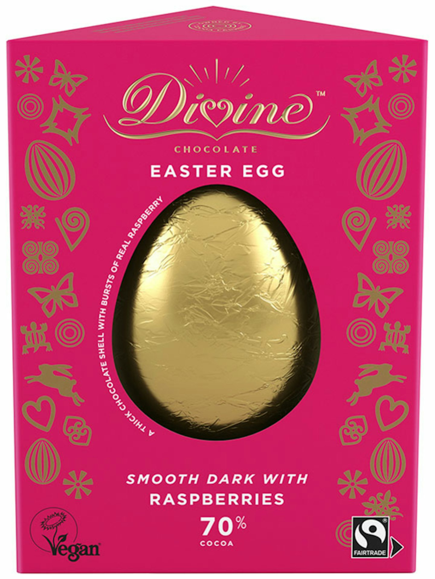 Divine Dark Chocolate With Raspberries Easter Egg, £5, vegan easter eggs 