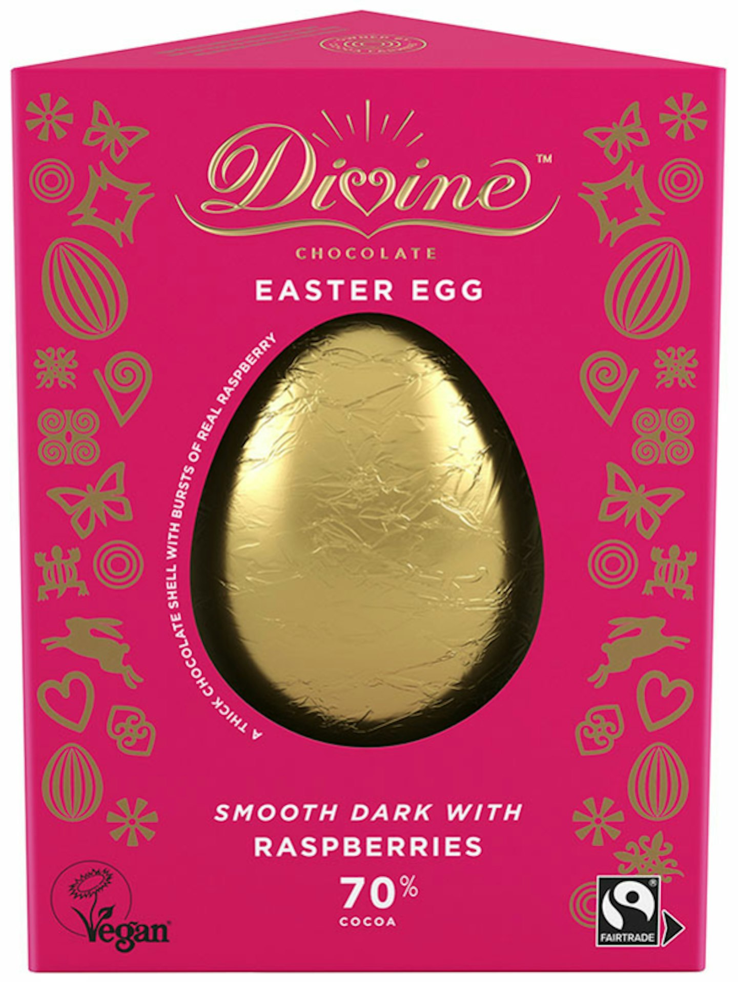 Divine Dark Chocolate With Raspberries Easter Egg, £5, vegan easter eggs