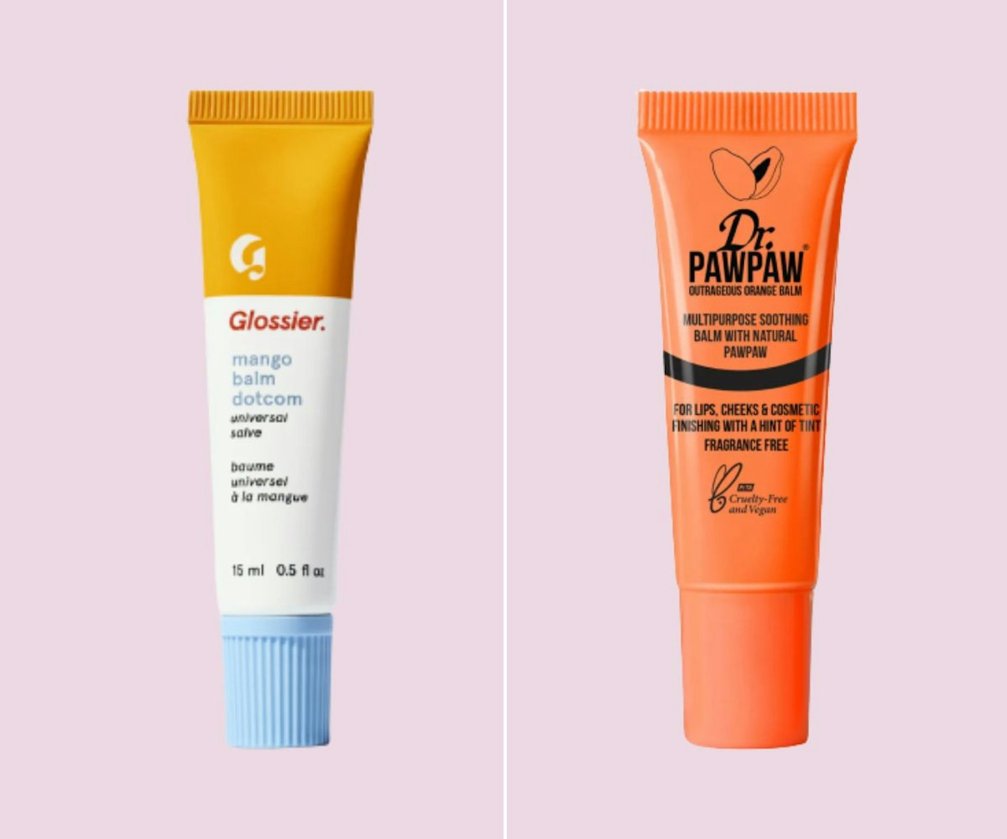 Glossier Mango Balm Dotcom vs. Dr. Pawpaw Multipurpose Tinted Balm