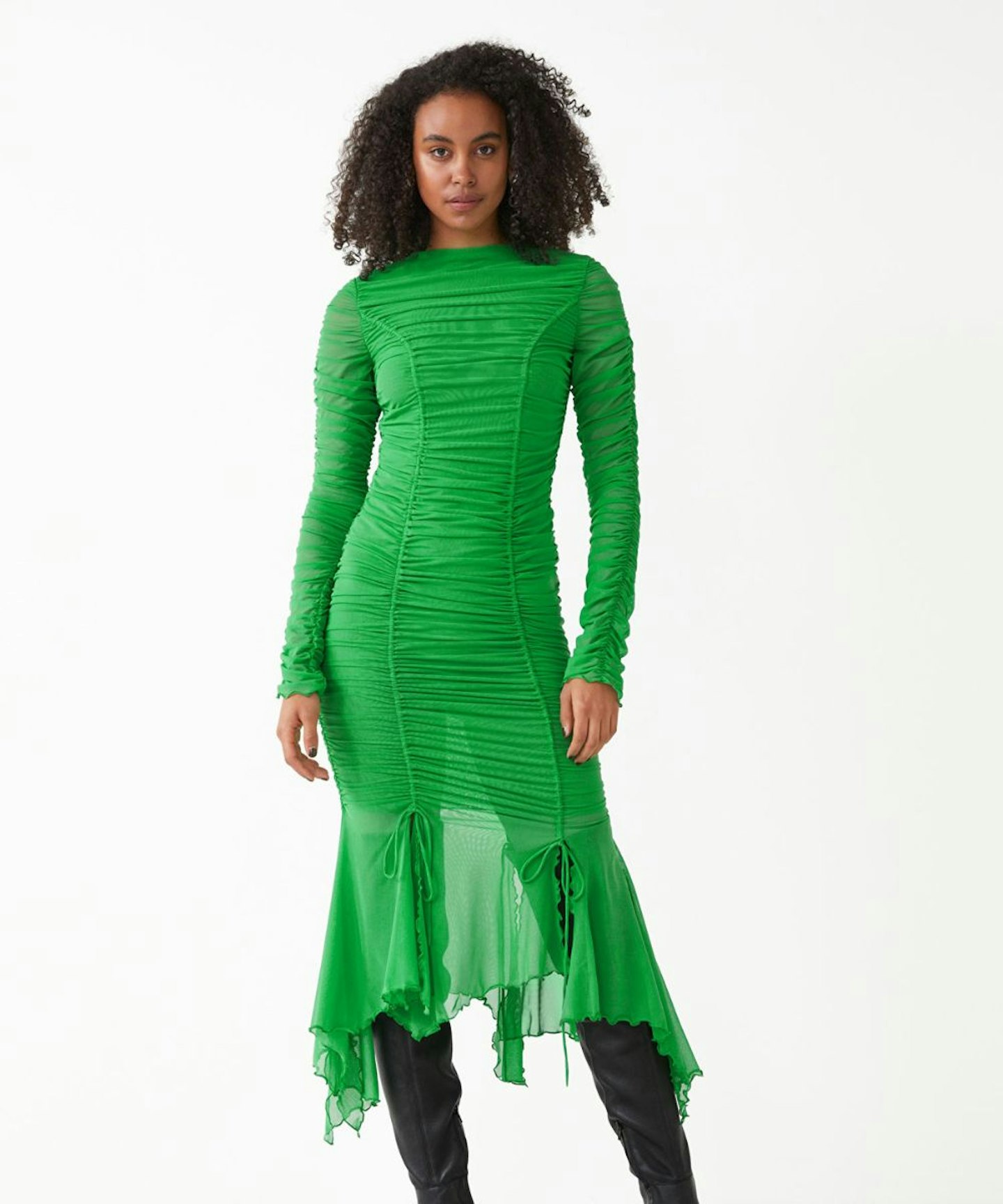 & Other Stories, Fitted Ruched Midi Dress