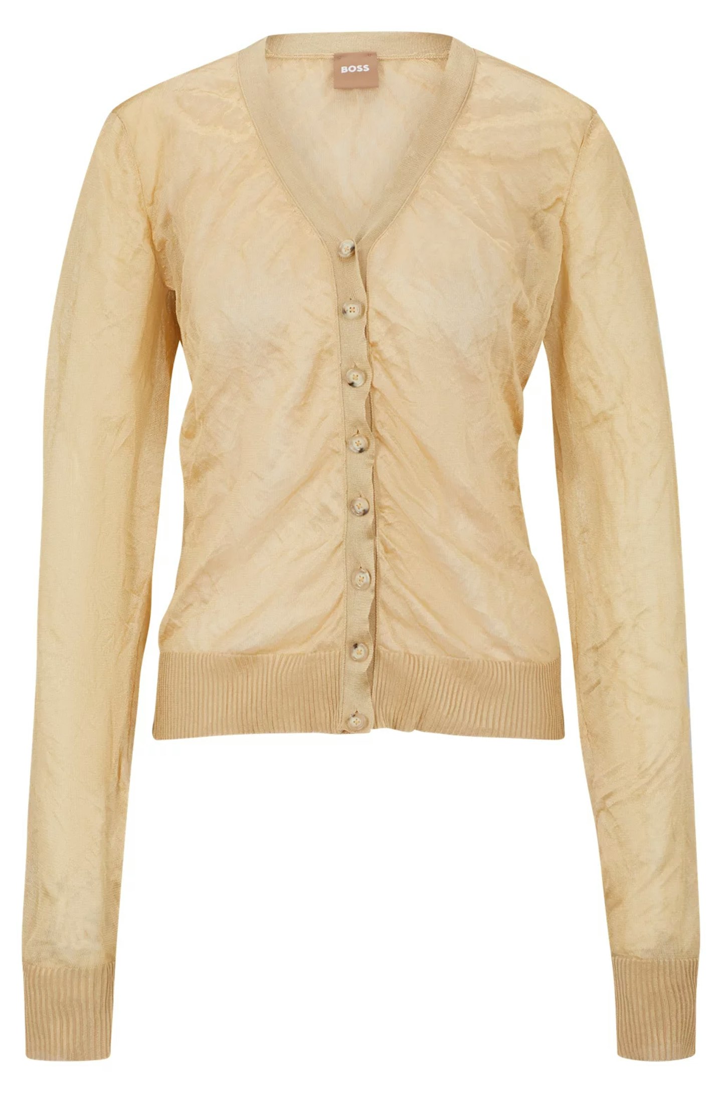 V-Neck Cardigan In Crinkled Knit, £289 at BOSS