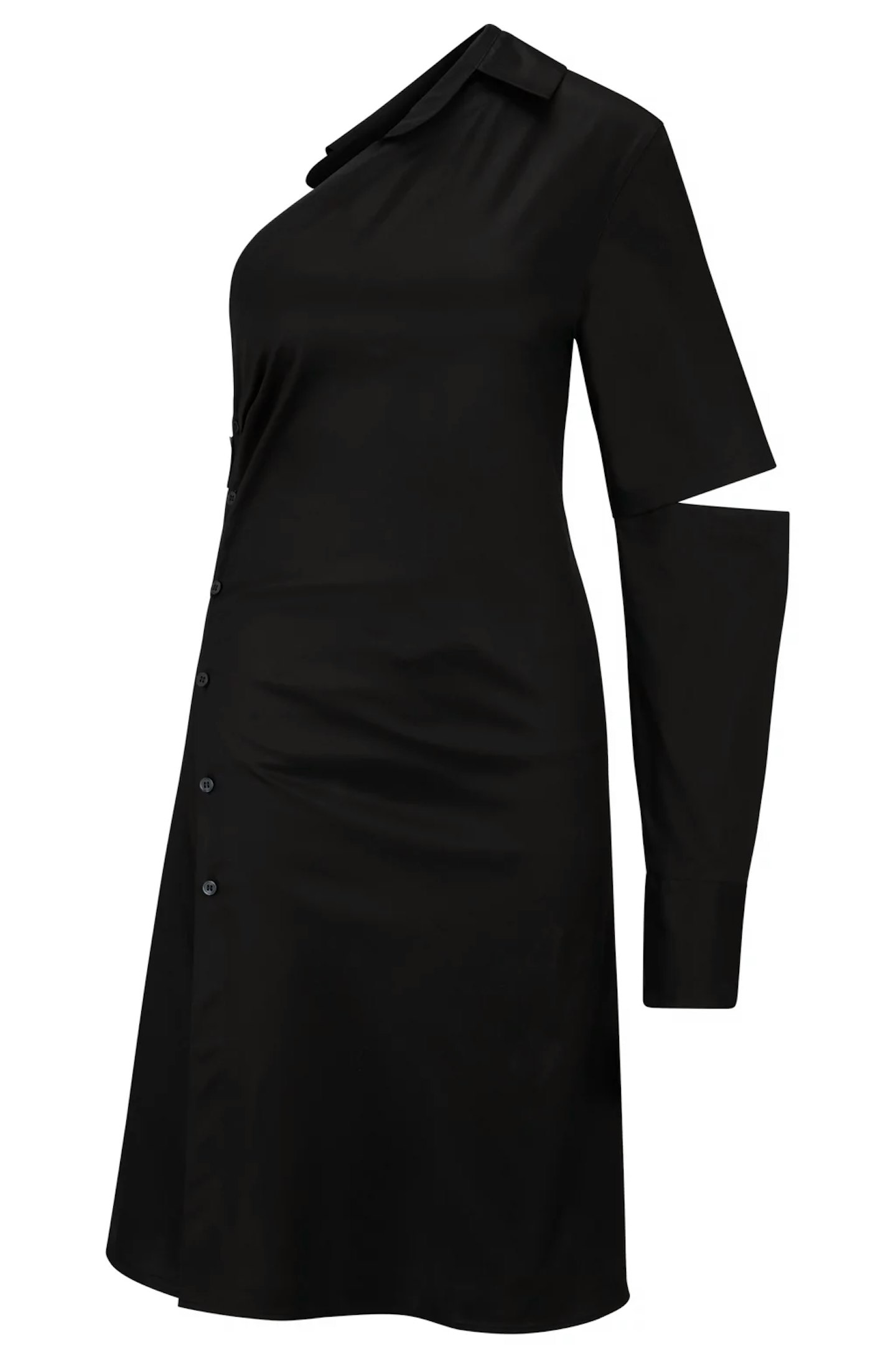 One-Shoulder Shirt Dress in Cotton, £489 at BOSS