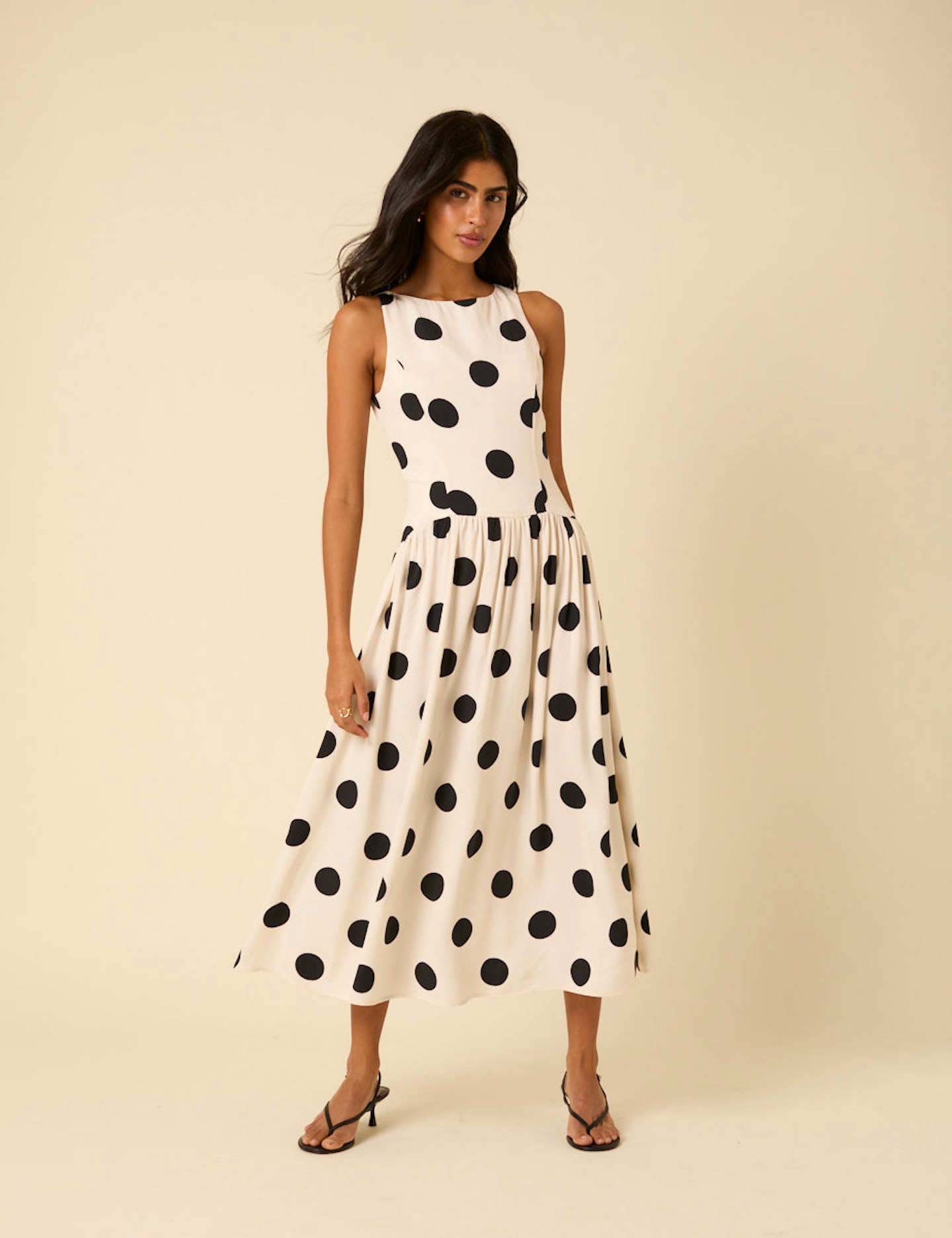 nobody's child White Polka Dot Kyla Midi Dress