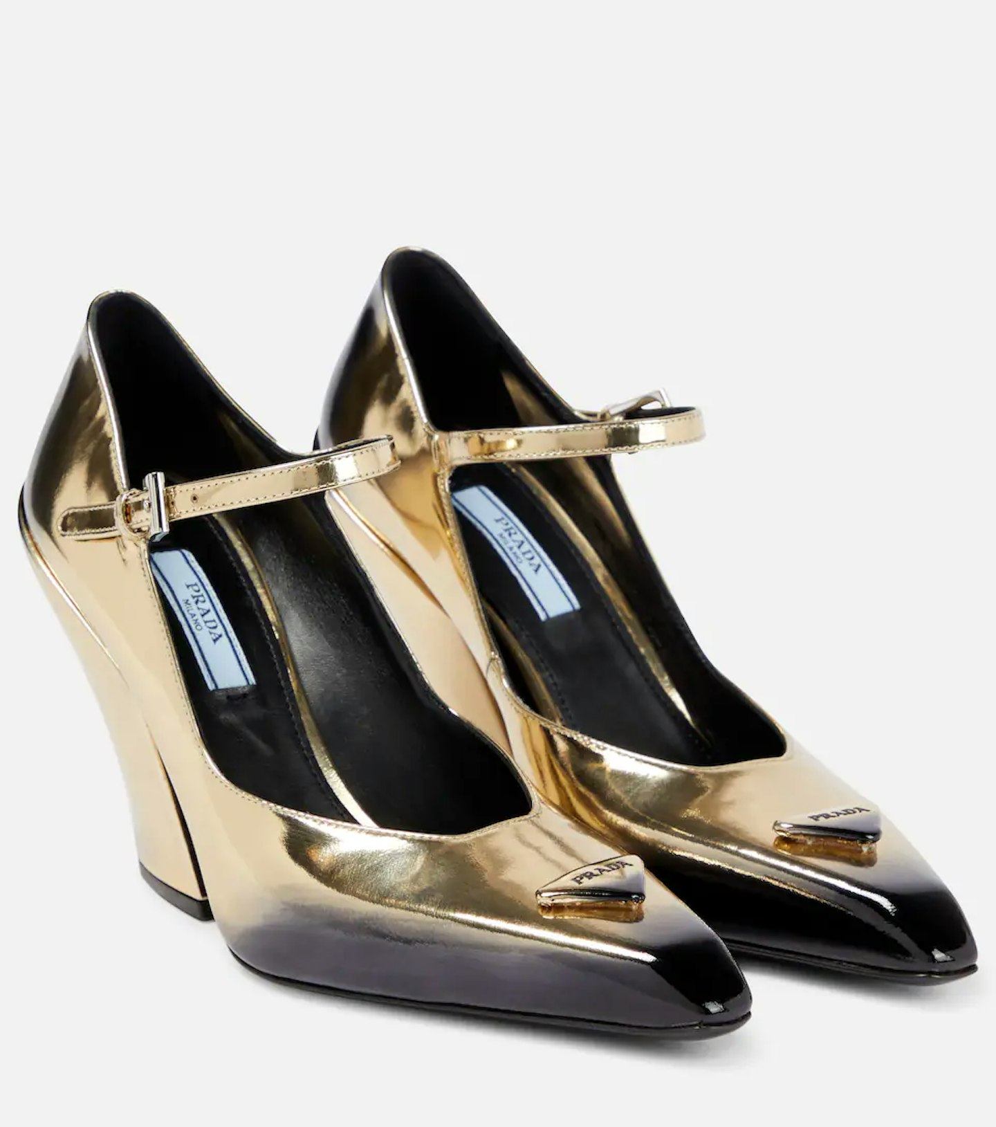 Prada, Metallic Mary Jane Pumps