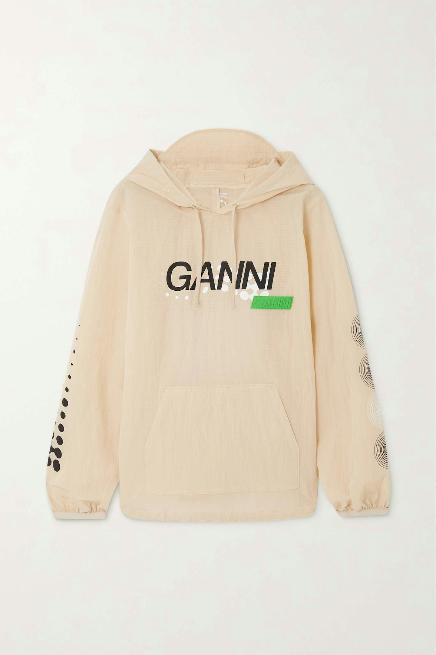 Ganni, Cutout Printed Recycled-Shell Hoodie