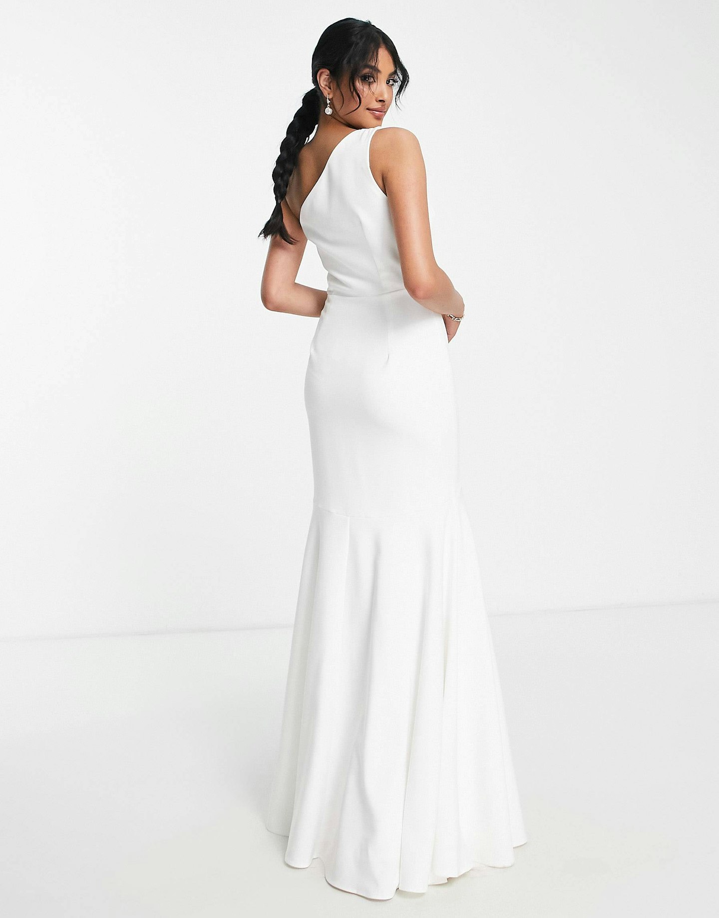 ASOS, True Violet Bridal One Shoulder Fishtail Maxi Dress