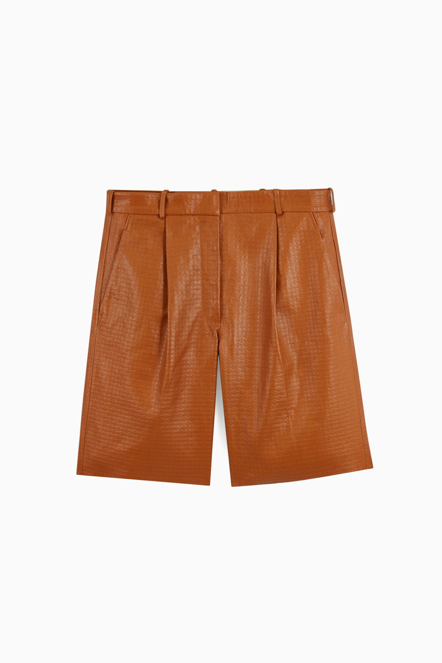 cos atelier embossed leather shorts