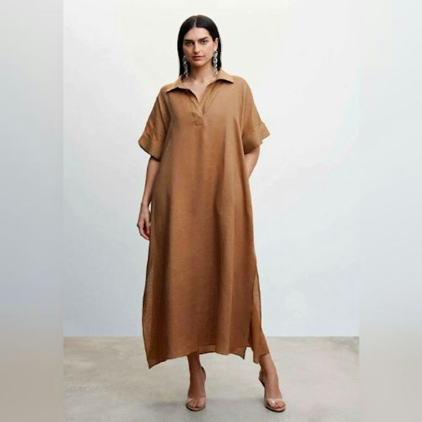 Mango, Linen-blend shirt dress