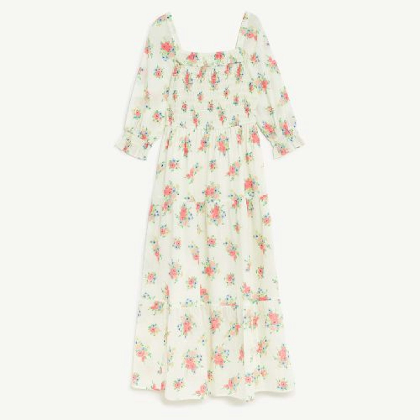 Marks and Spencer, Pure Cotton Printed Shirred Midaxi Dress