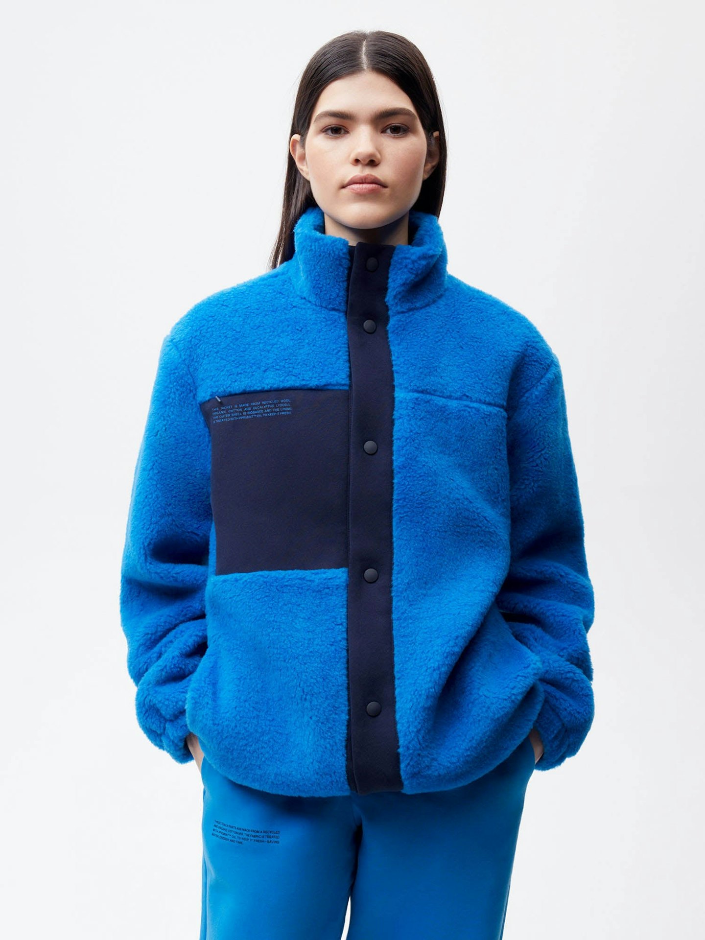 Recycled Wool Fleece Jacket - Cerulean Blue