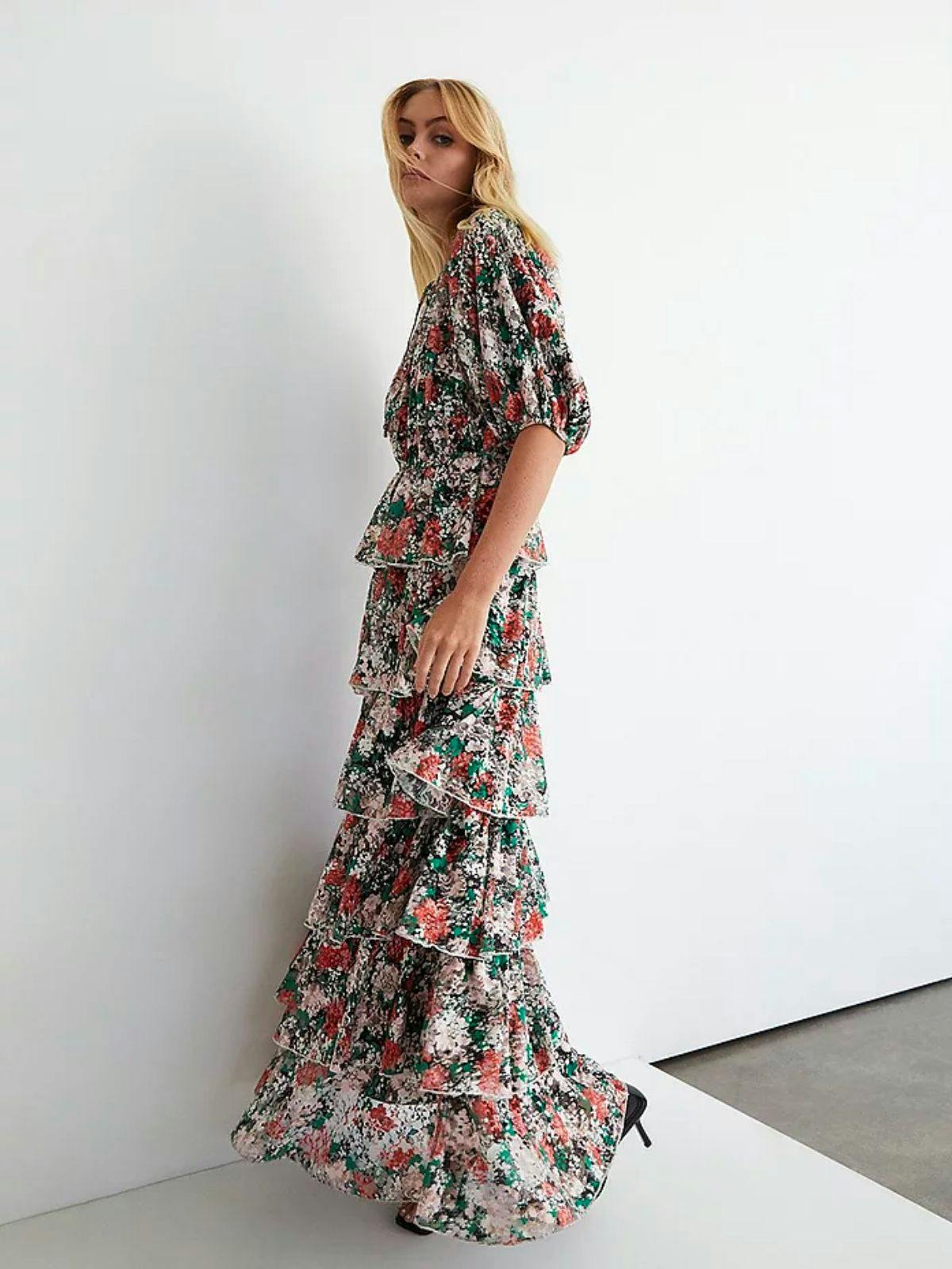 Warehouse floral outlet tiered maxi dress