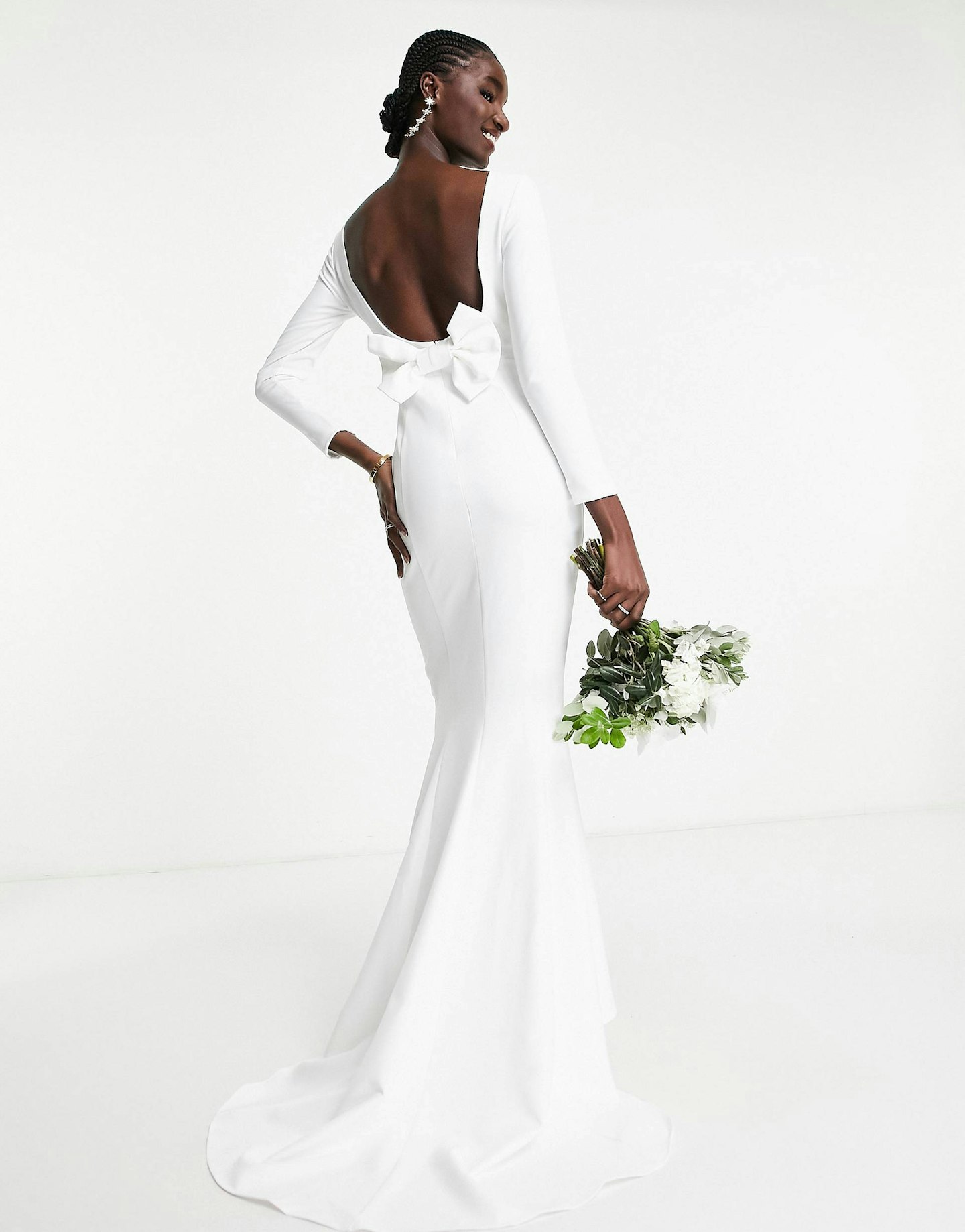 ASOS, True Violet Bridal Open Back Bow Maxi Dress 