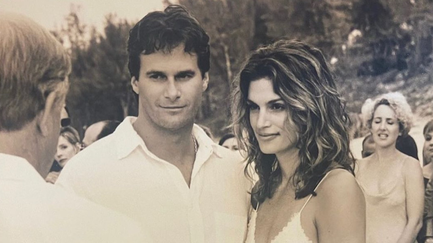 cindy crawford beach wedding dress Tom berenger