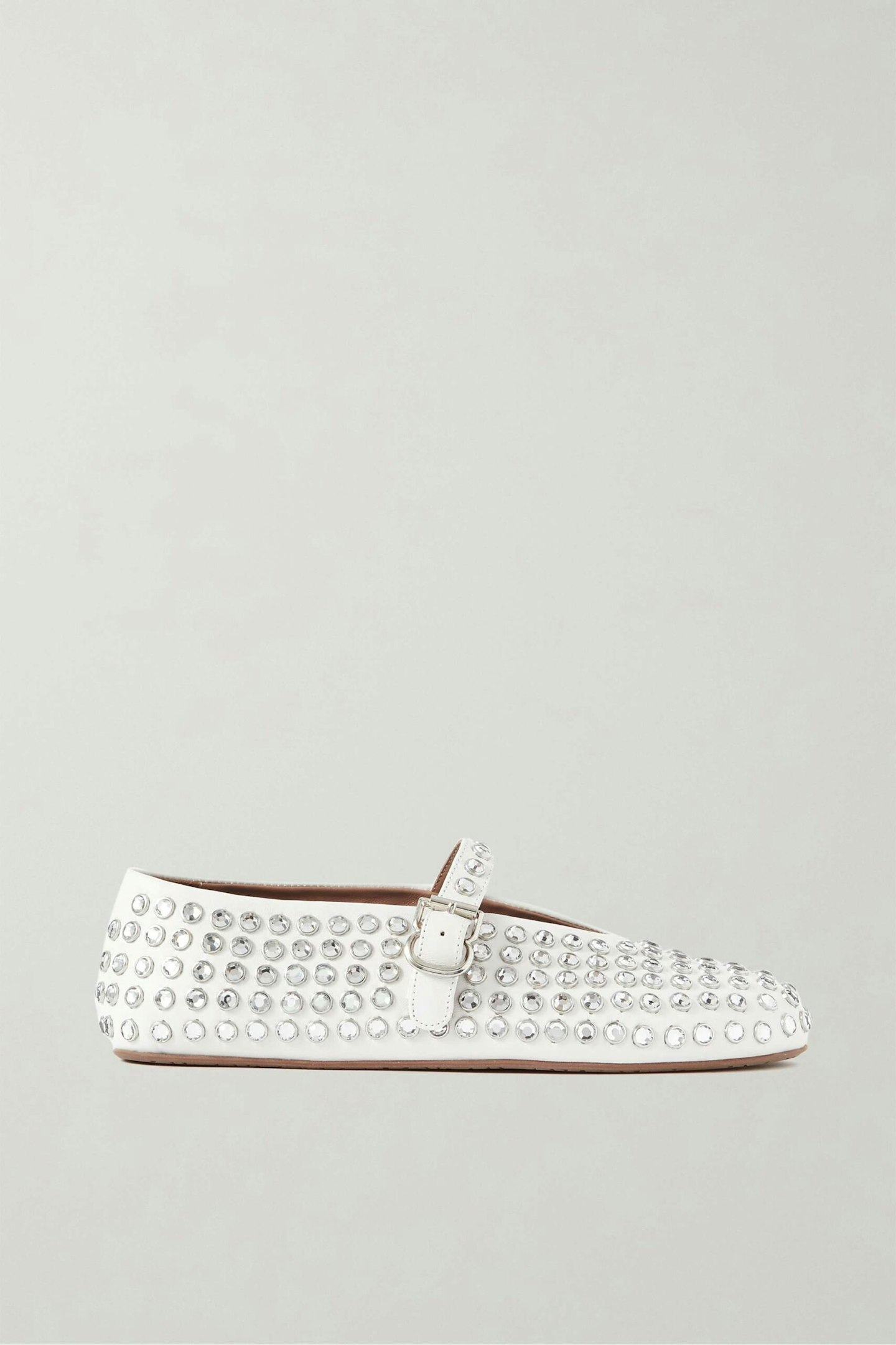 Alaïa, Crystal-embellished Leather Ballet Flats