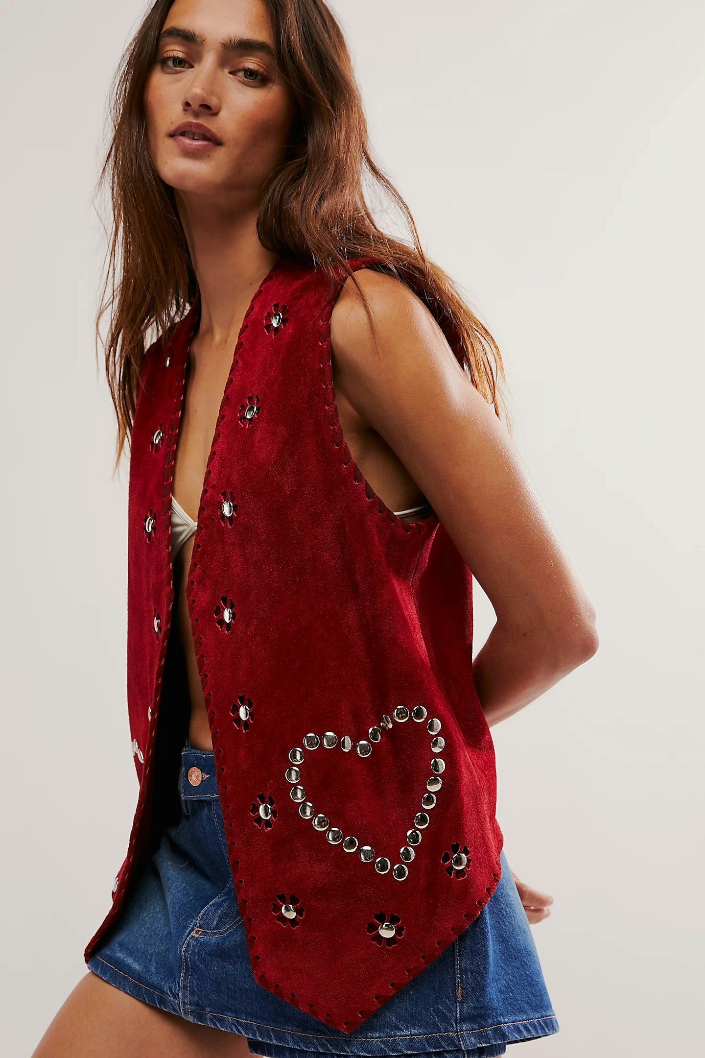 free people suede waist coat 