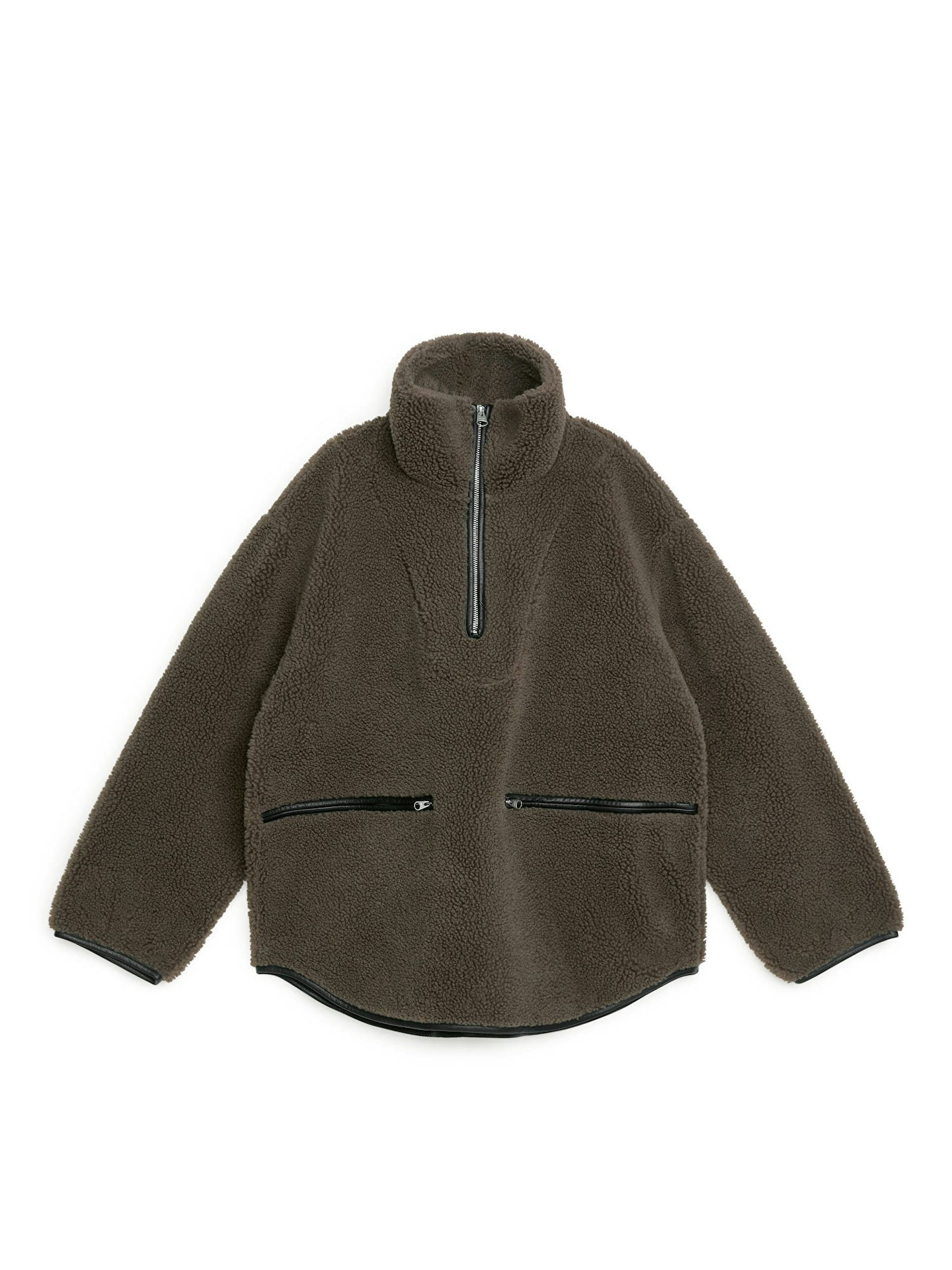 Leather Trimmed Pile Anorak