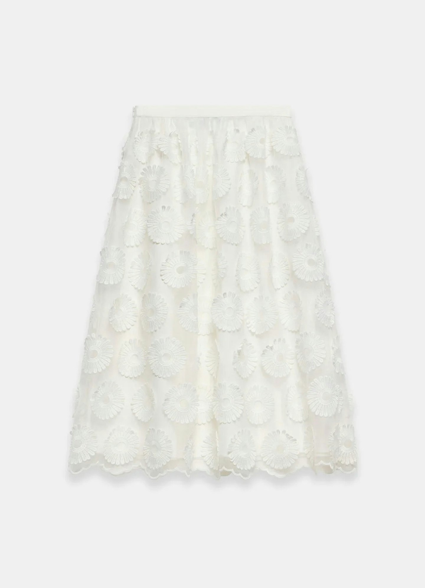 Mint Velvet White Floral Appliqué Midi Skirt