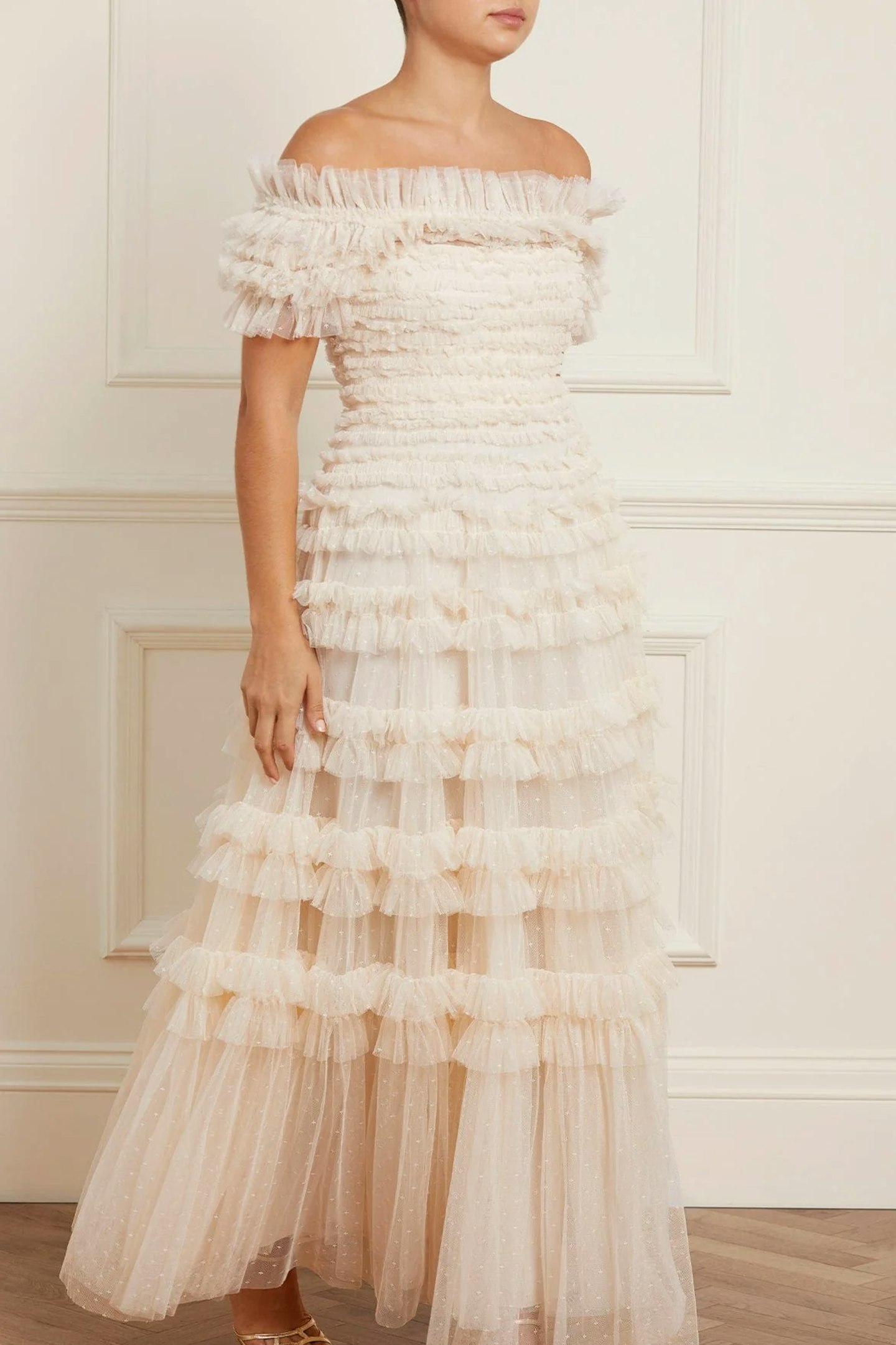 Needle and Thread, Ruffle Off-Shoulder Gown