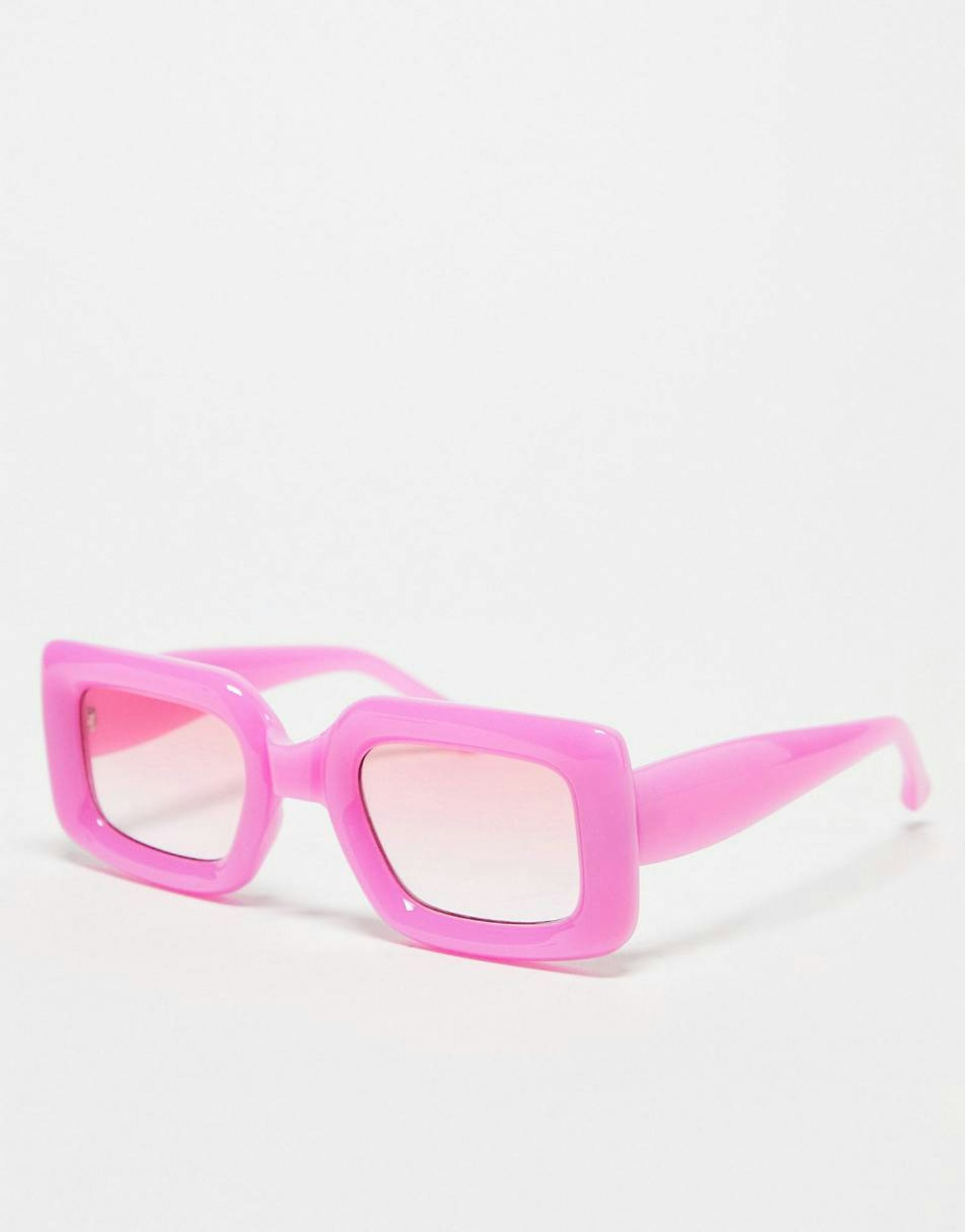 ASOS Design Chunky Mid Square Sunglasses In Hot Pink