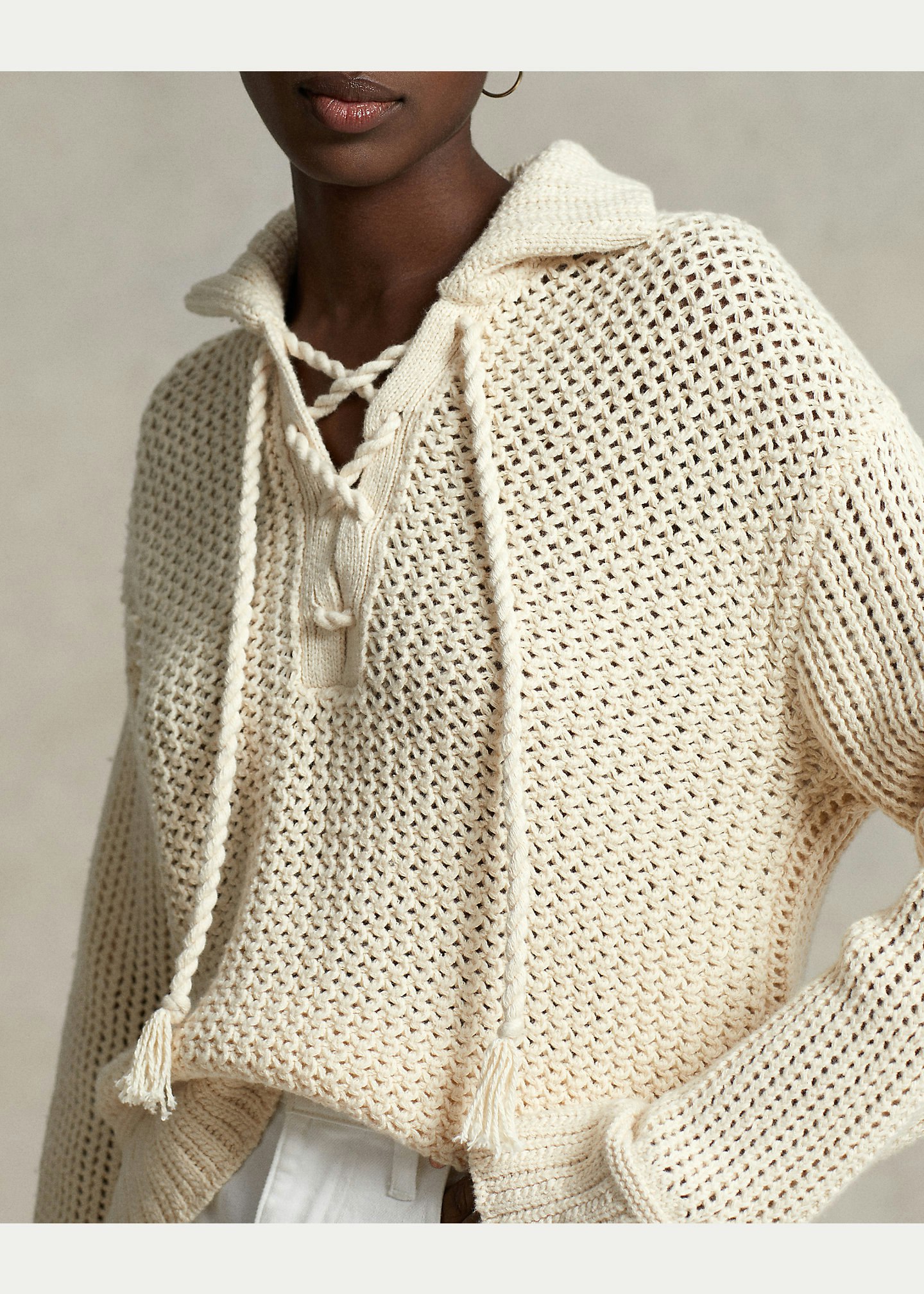 Polo Ralph Lauren, Cross-Stitch Lace-Up Cotton-Wool Jumper