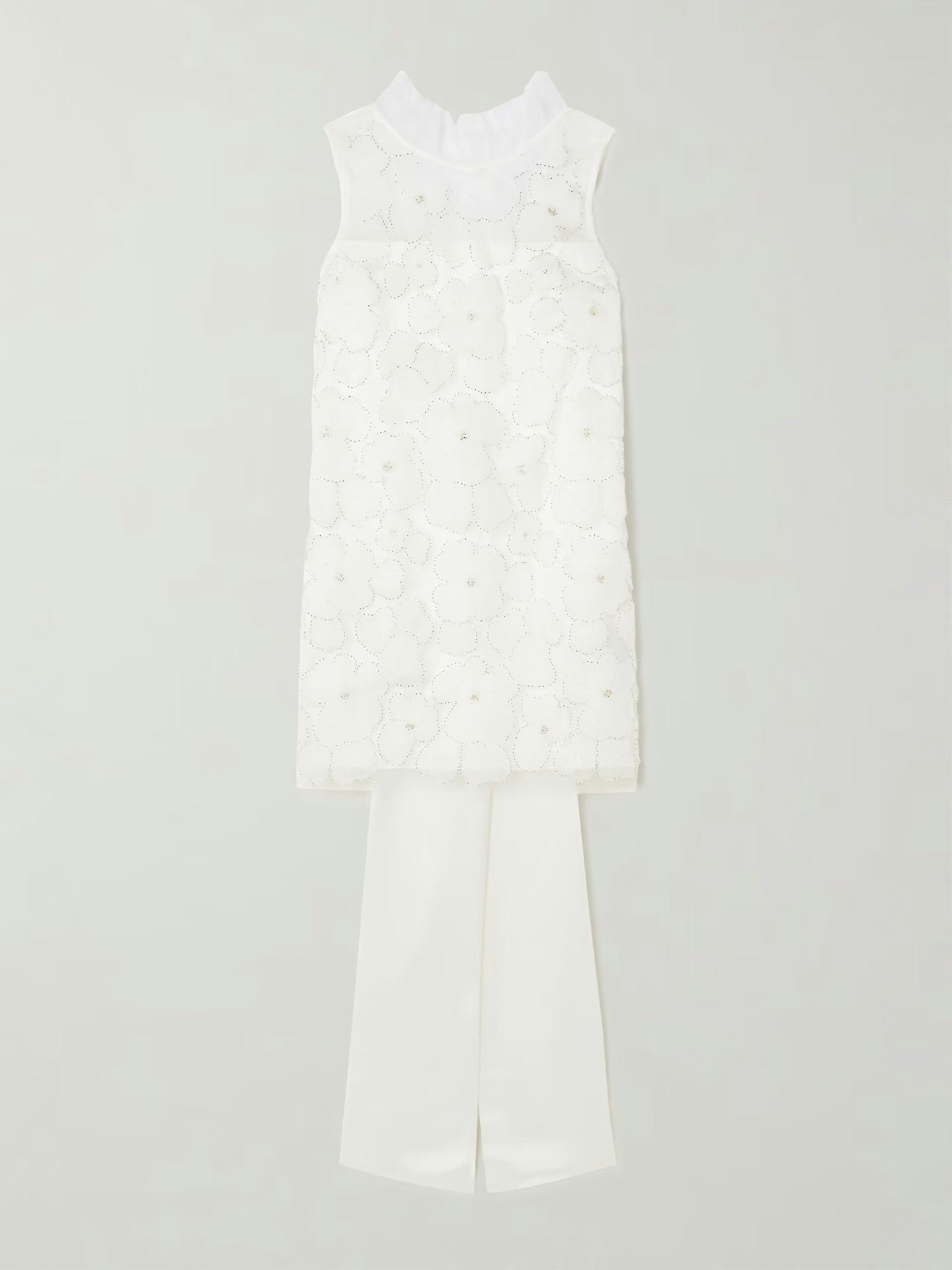 Self-Portrait Embellished Appliquéd Tulle And Satin Mini Dress