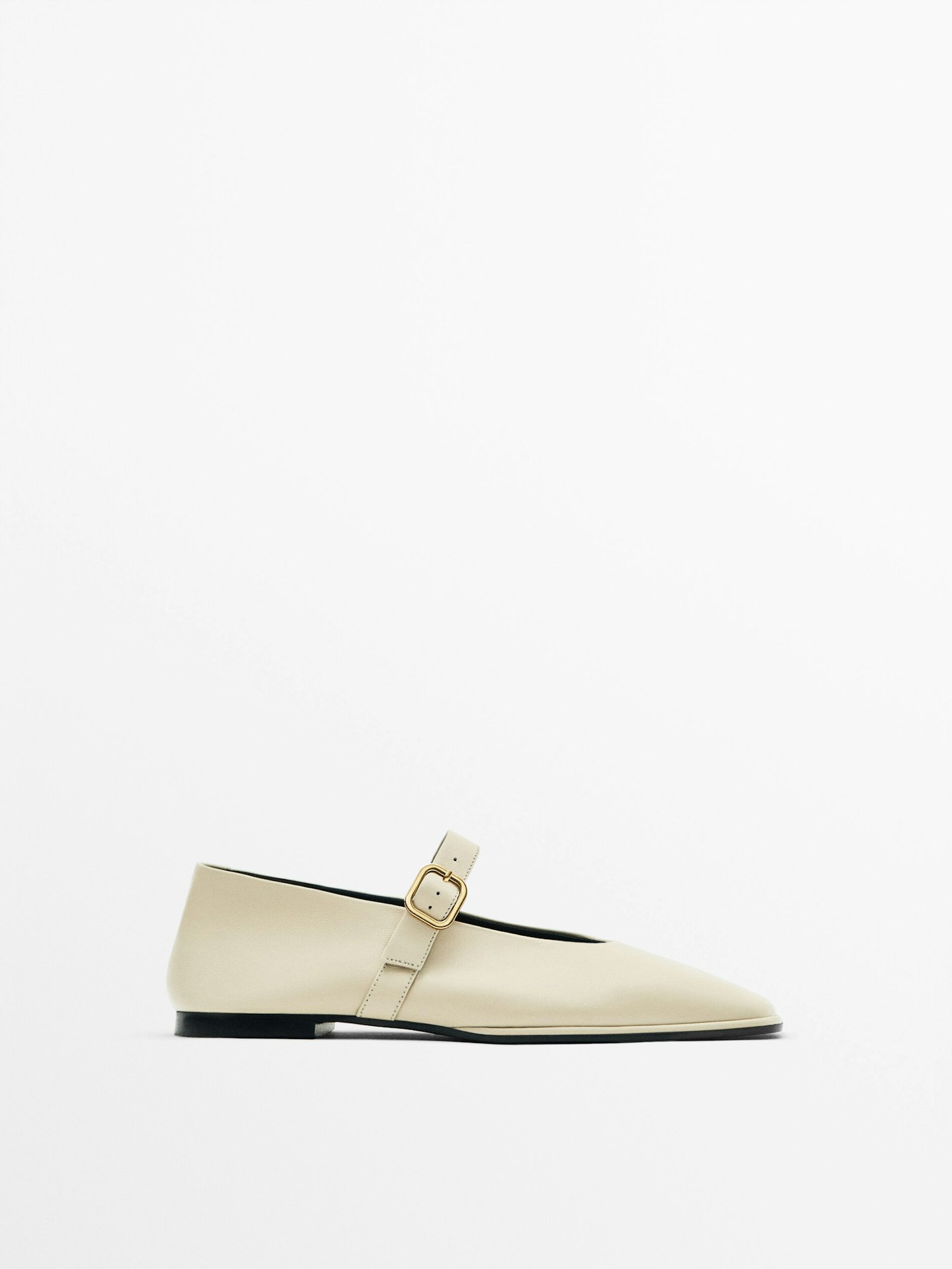 Massimo Dutti, Square Ballet Flats With Buckled Strap