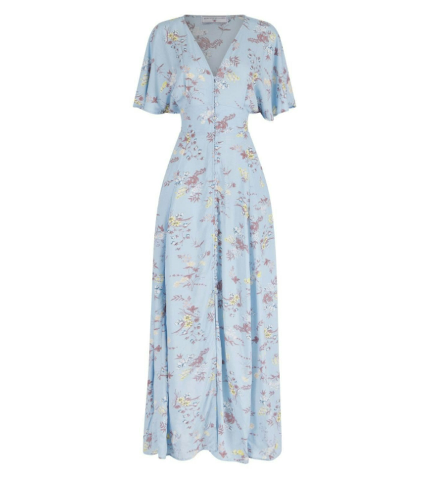 Wolf And Badger Floral Button Down Maxi Dress 