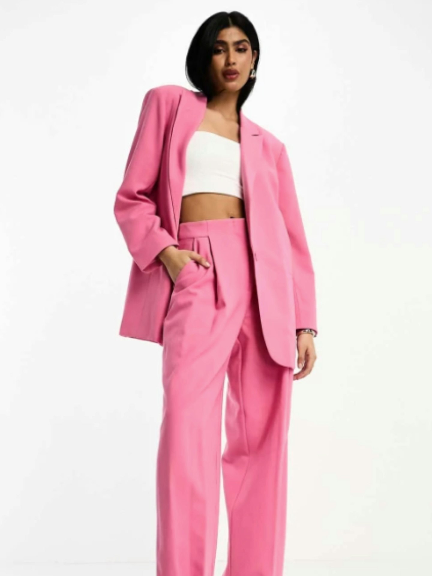 ASOS Edition Oversized Longline Blazer & Trouser Co-Ord In Pink
