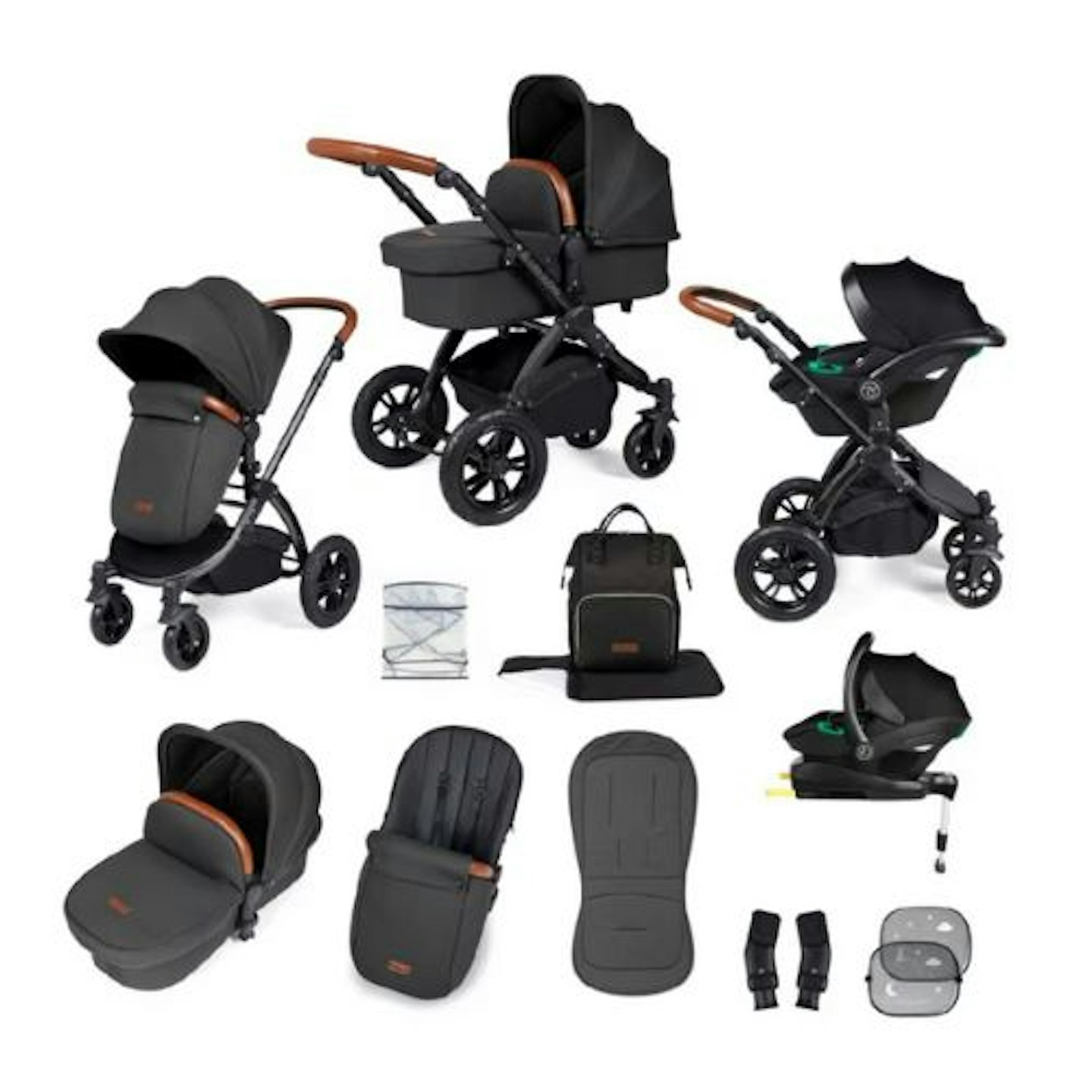 Ickle Bubba Stomp Luxe all-in-one Travel System Black/Grey/Tan/ Pack Size 1