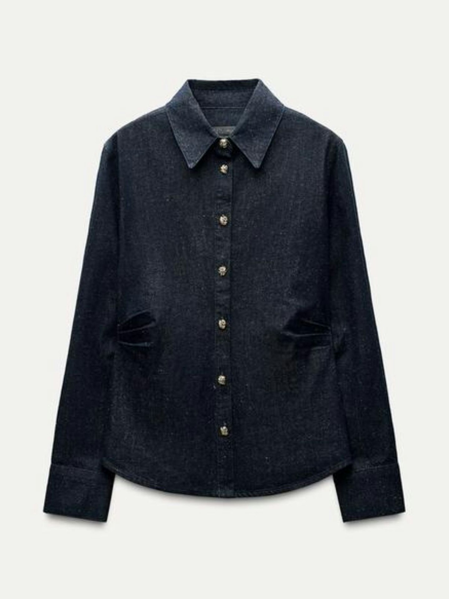 ZW Collection Pleated Denim Shirt