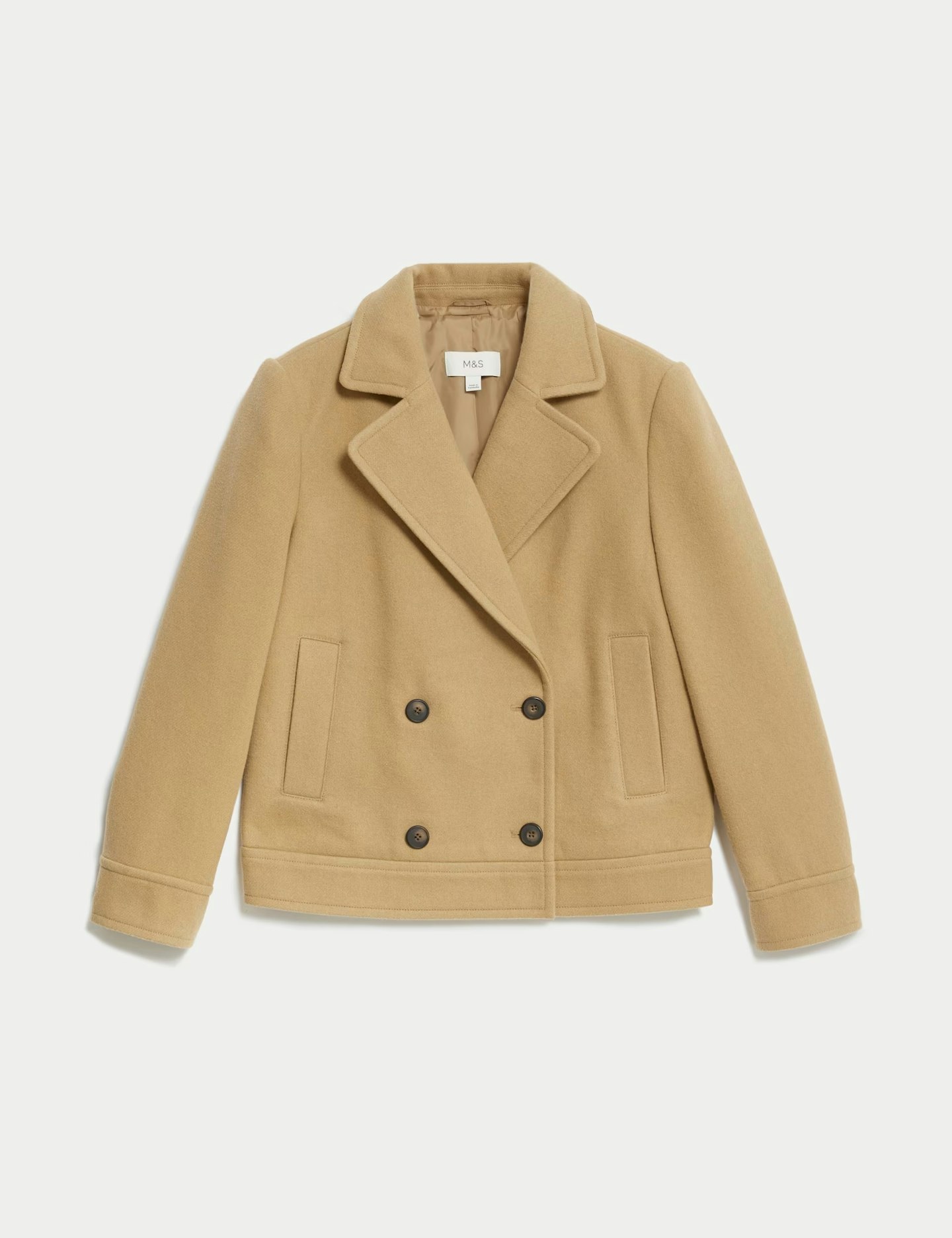 M&S Double-Breasted Short Peacoat with Wool