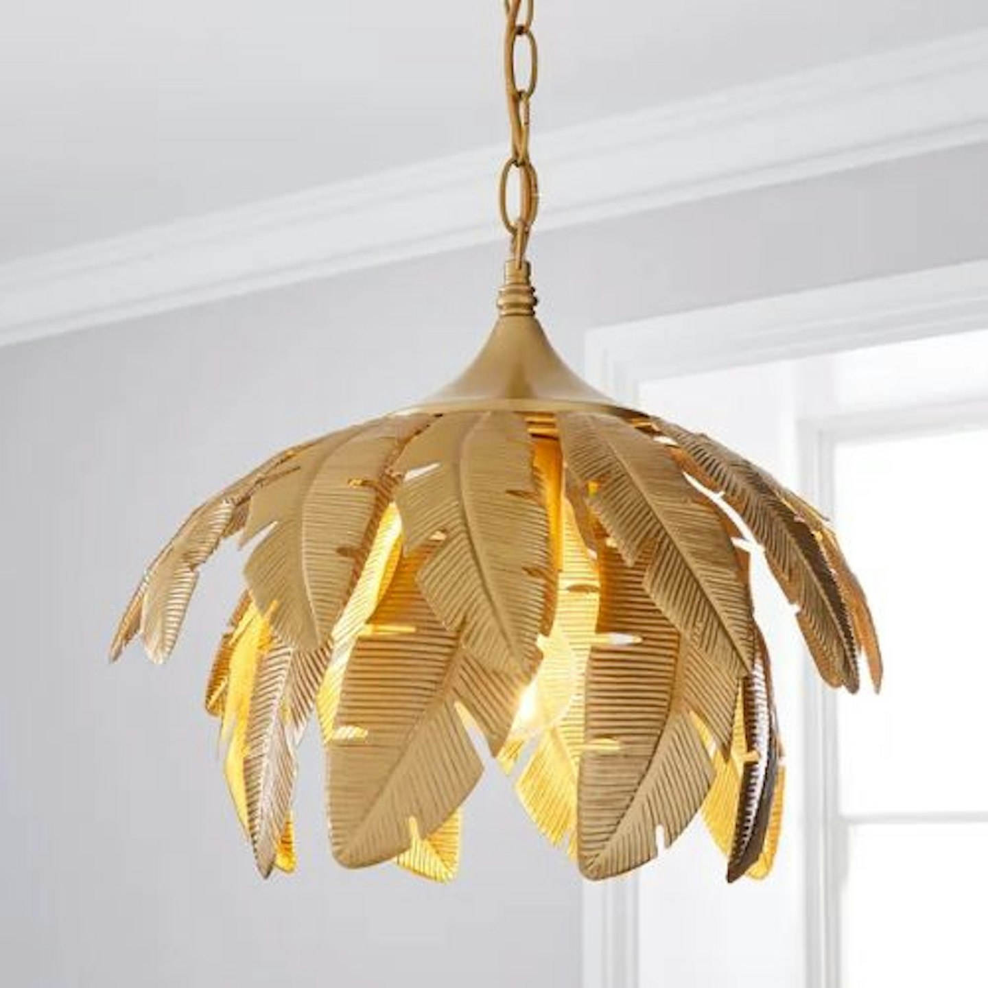 Farrah Palm Leaf Ceiling Fitting in Gold