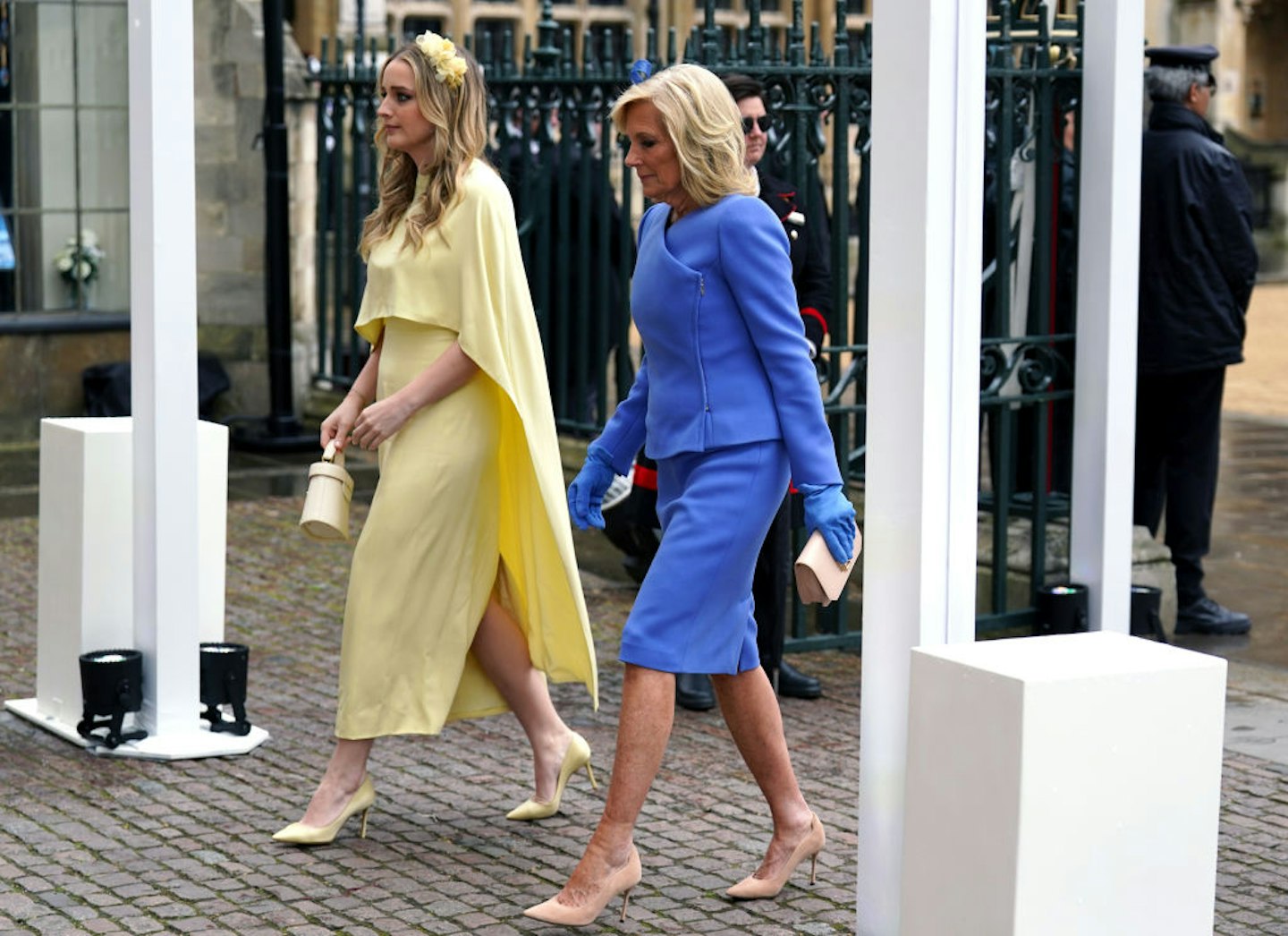 first lady Jill Biden and her granddaughter Finnegan Biden arrive at Westminster Abbey ahead of the Coronation 