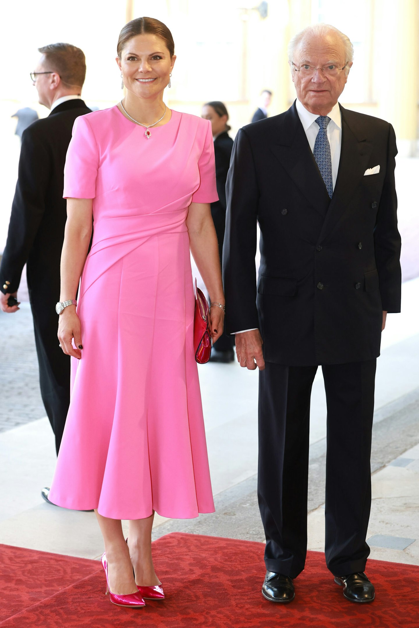 Victoria, Crown Princess of Sweden and Carl XVI Gustaf, King of Sweden attend the Coronation Reception for overseas