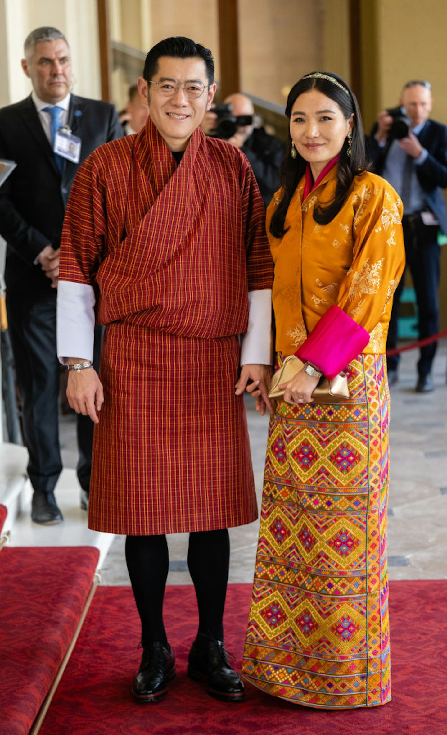 Queen Jetsun Pema of Bhutan and King Jigme Khesar Namgyel Wangchuck attend the Coronation Reception For Overseas Guests at Buckingham Palace