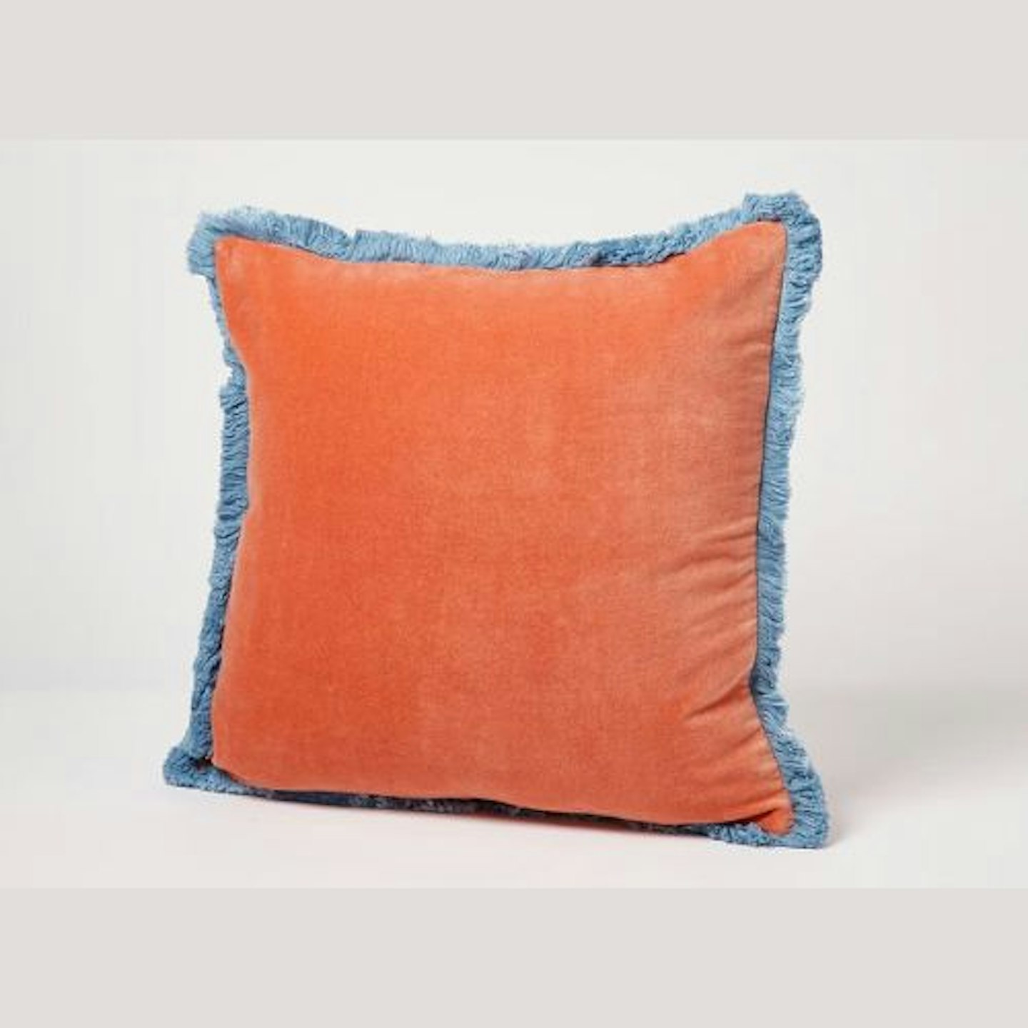 Issey Coral Velvet Fringed Cushion Cover
