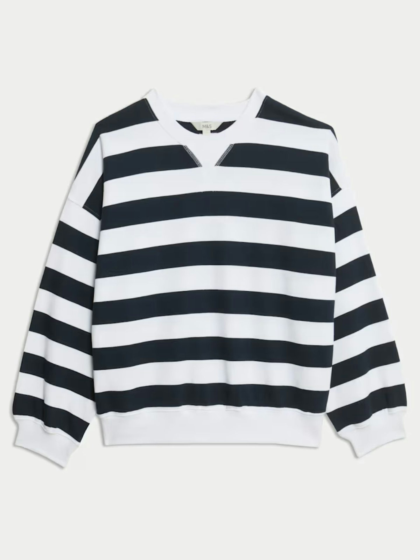 Pure Cotton Striped Crew Neck Sweatshirt